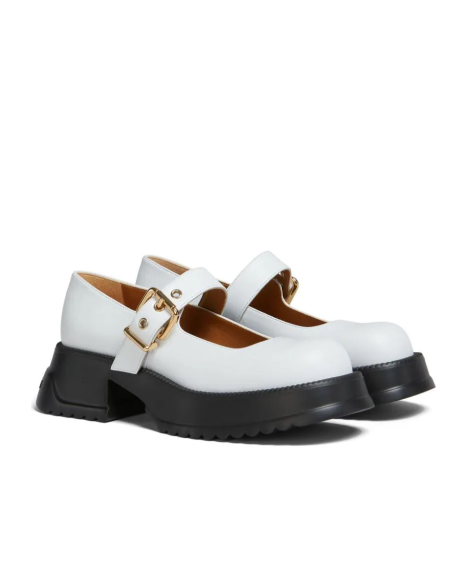 Marni 20mm Mary Jane Leather Shoes In White