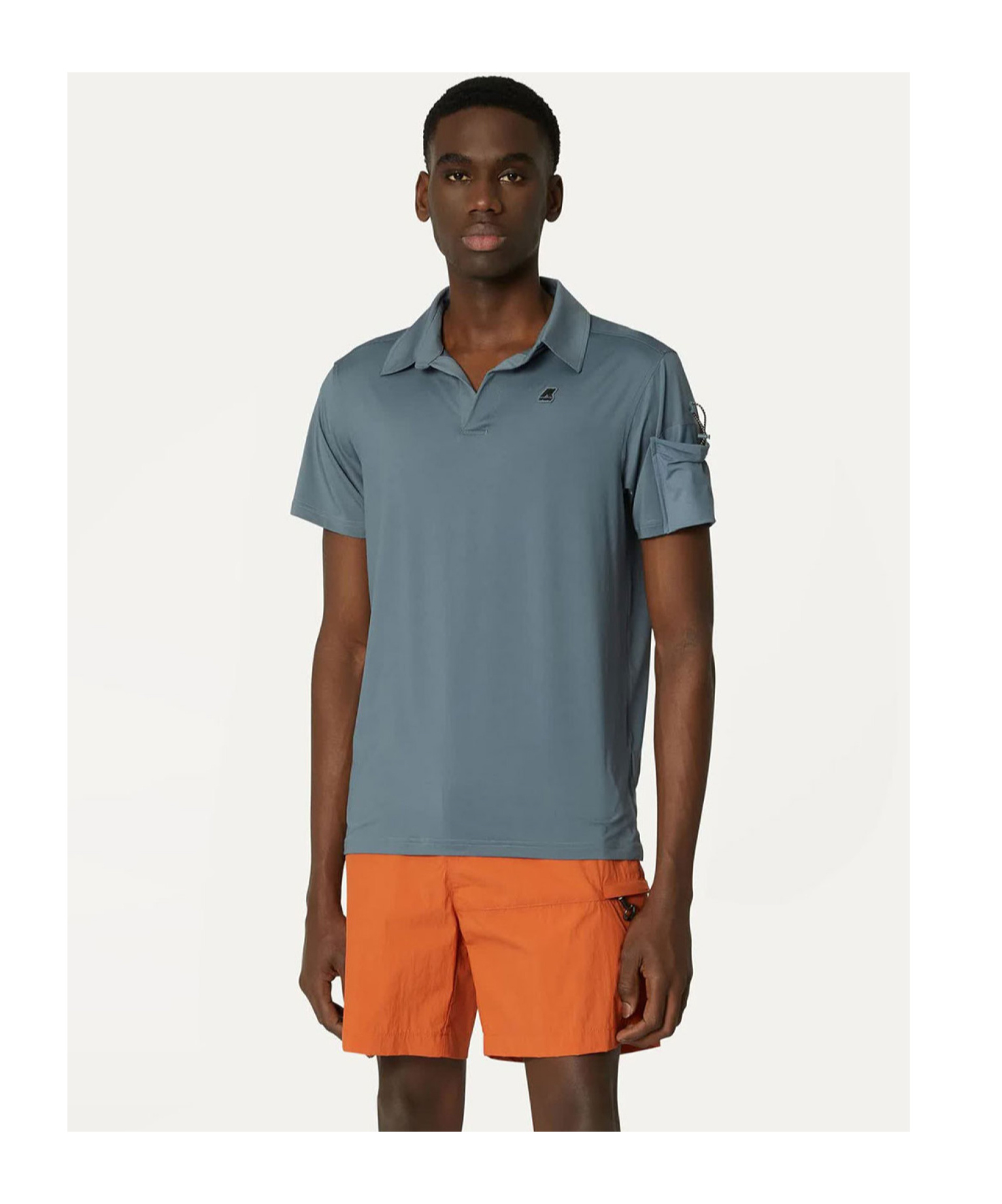 Shop K-way Lapel Short-sleeved Polo Shirt In Gray