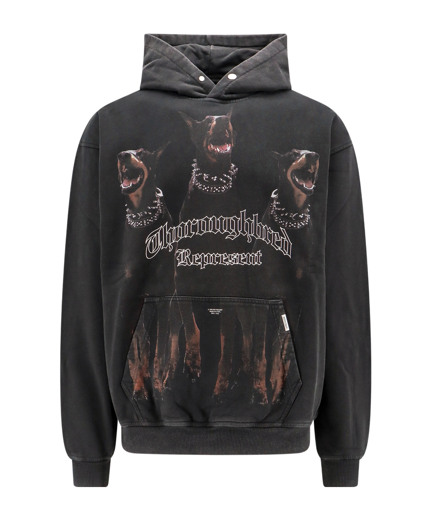 Represent Black Hoodie With Fixed Hood And Maxi Print On The Front In Cotton Man In Black