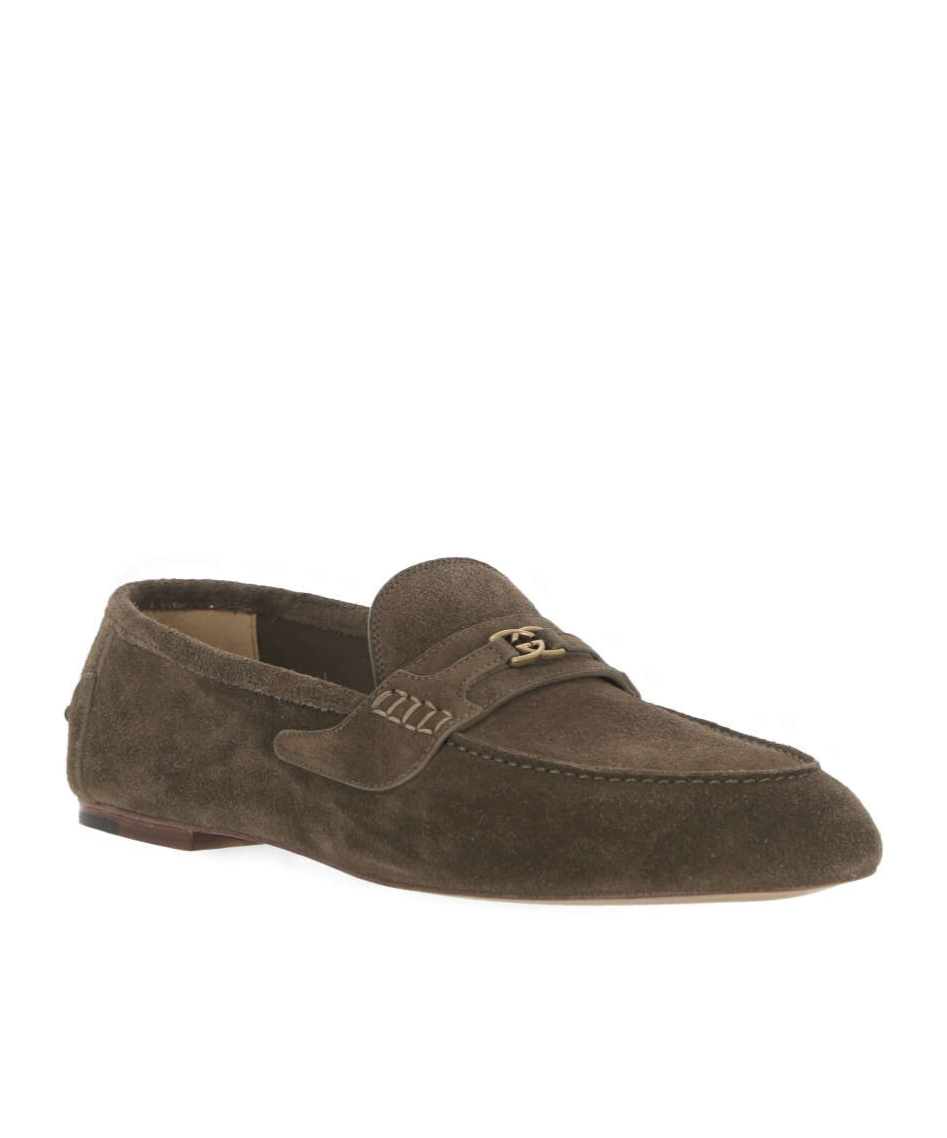 Gucci Interlocking G Suede Loafers In Brown