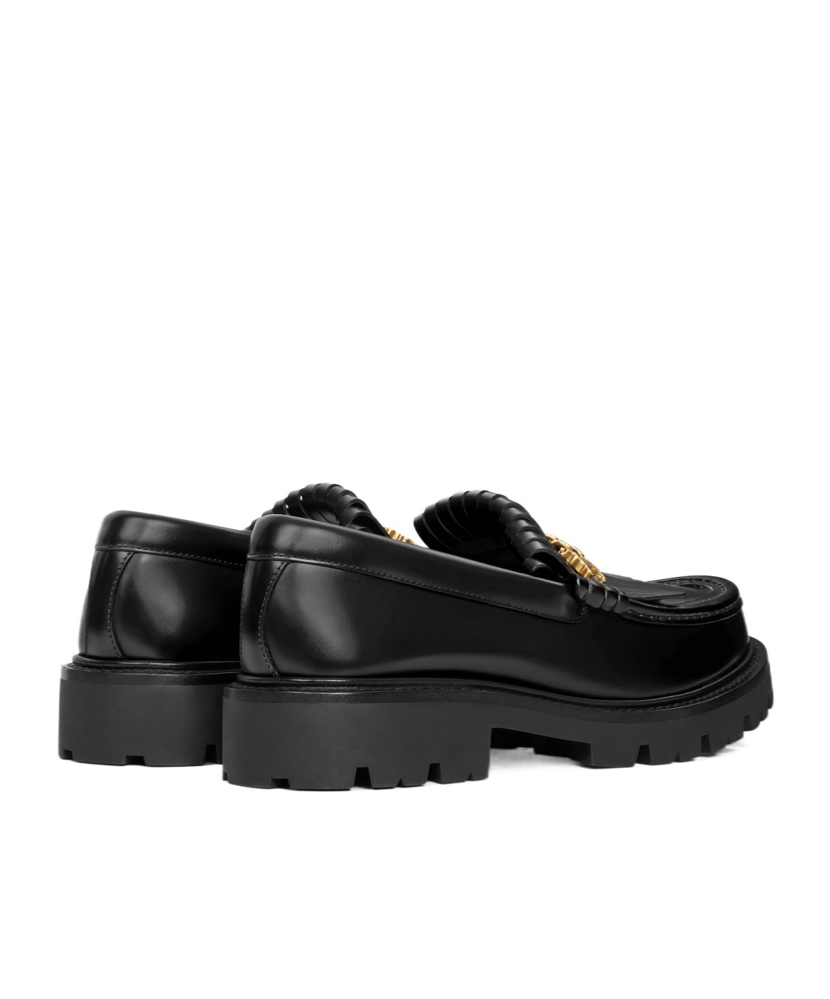 Celine Margaret Loafer With Triomphe Chain In Shiny Bull In Black