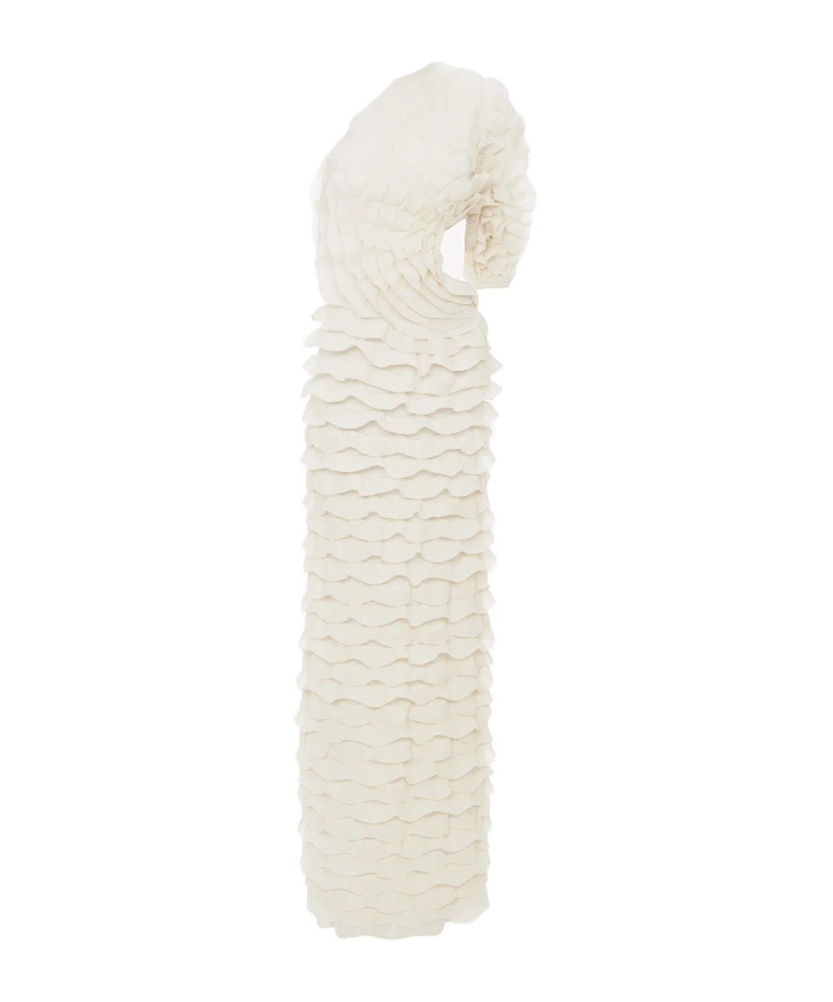 Chloé One-shoulder Cutout Ruffled Silk-blend Gown In White