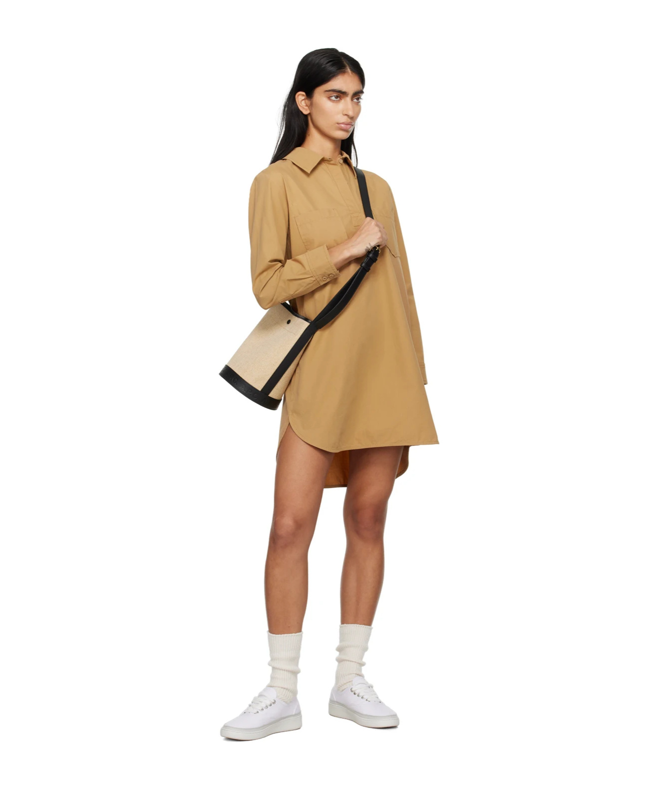 Apc Cotton Mini Dress In Brown