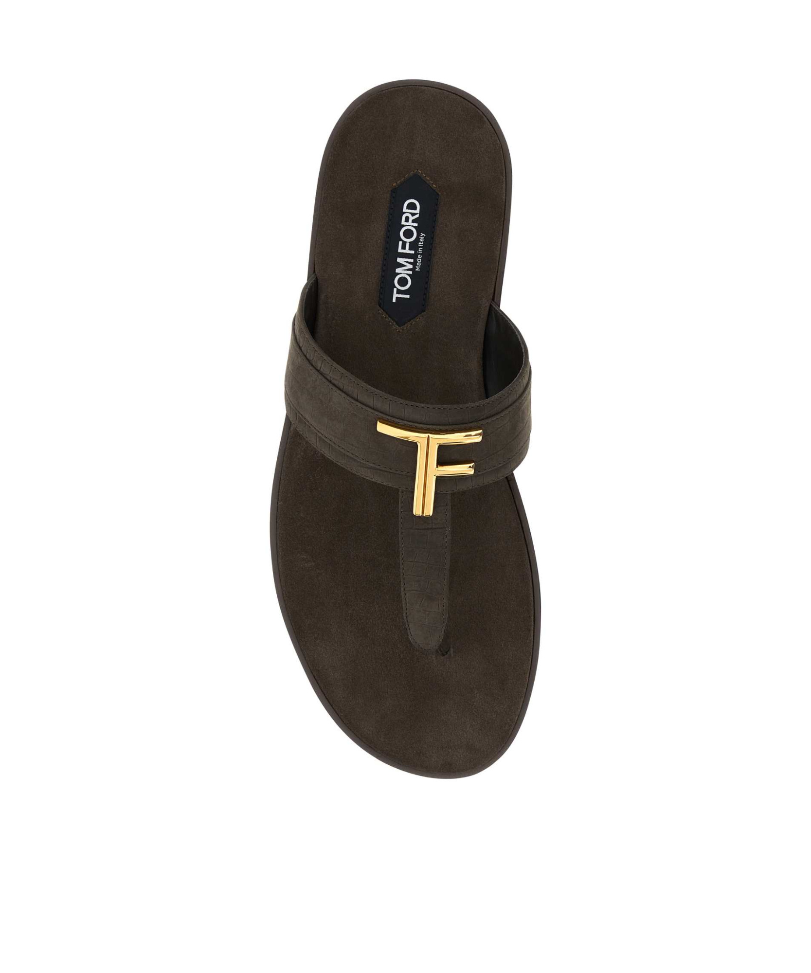 Shop Tom Ford Logo Plaque Thong Slippers In Black