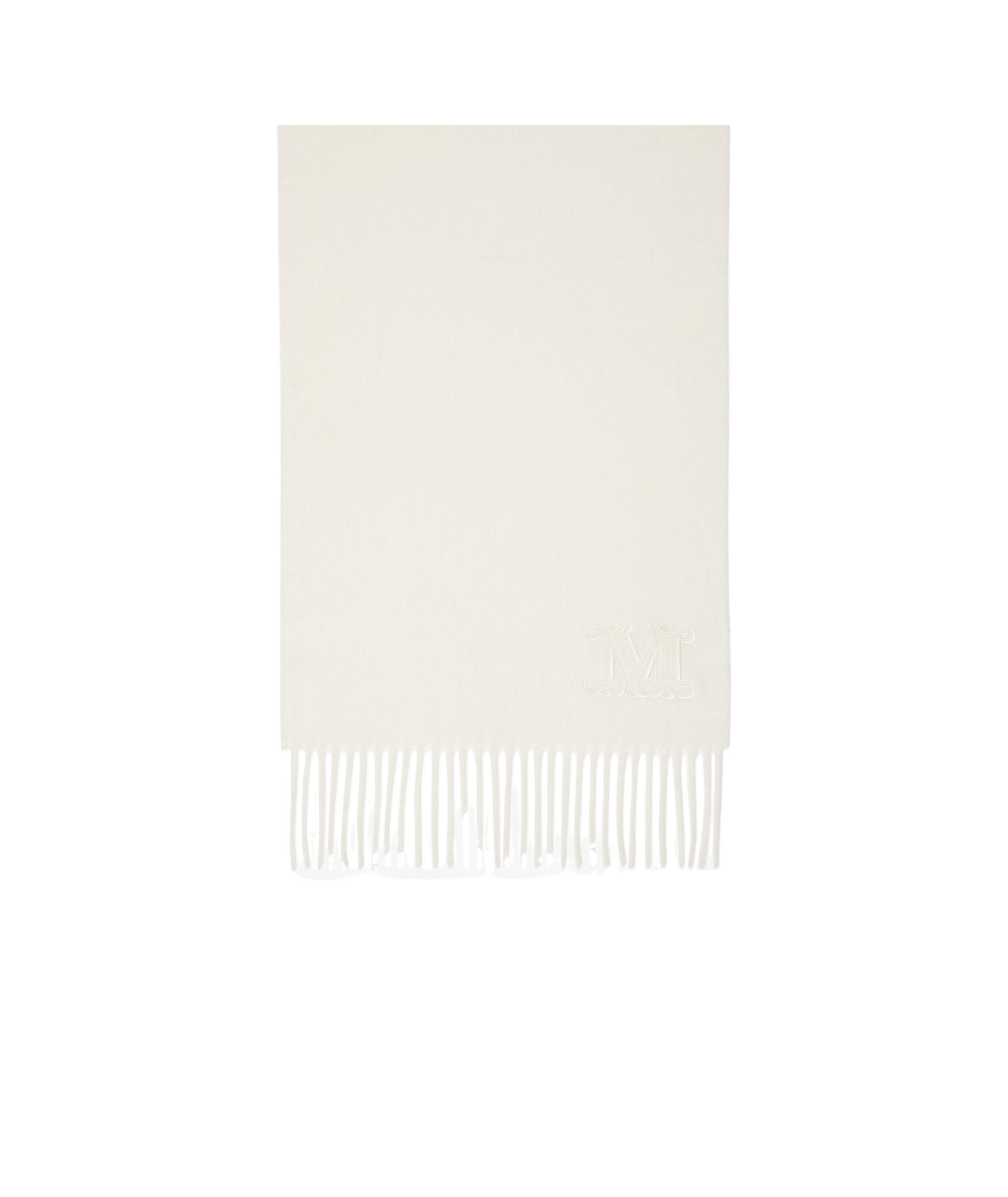Max Mara Embroidery Cashmere Scarf In White