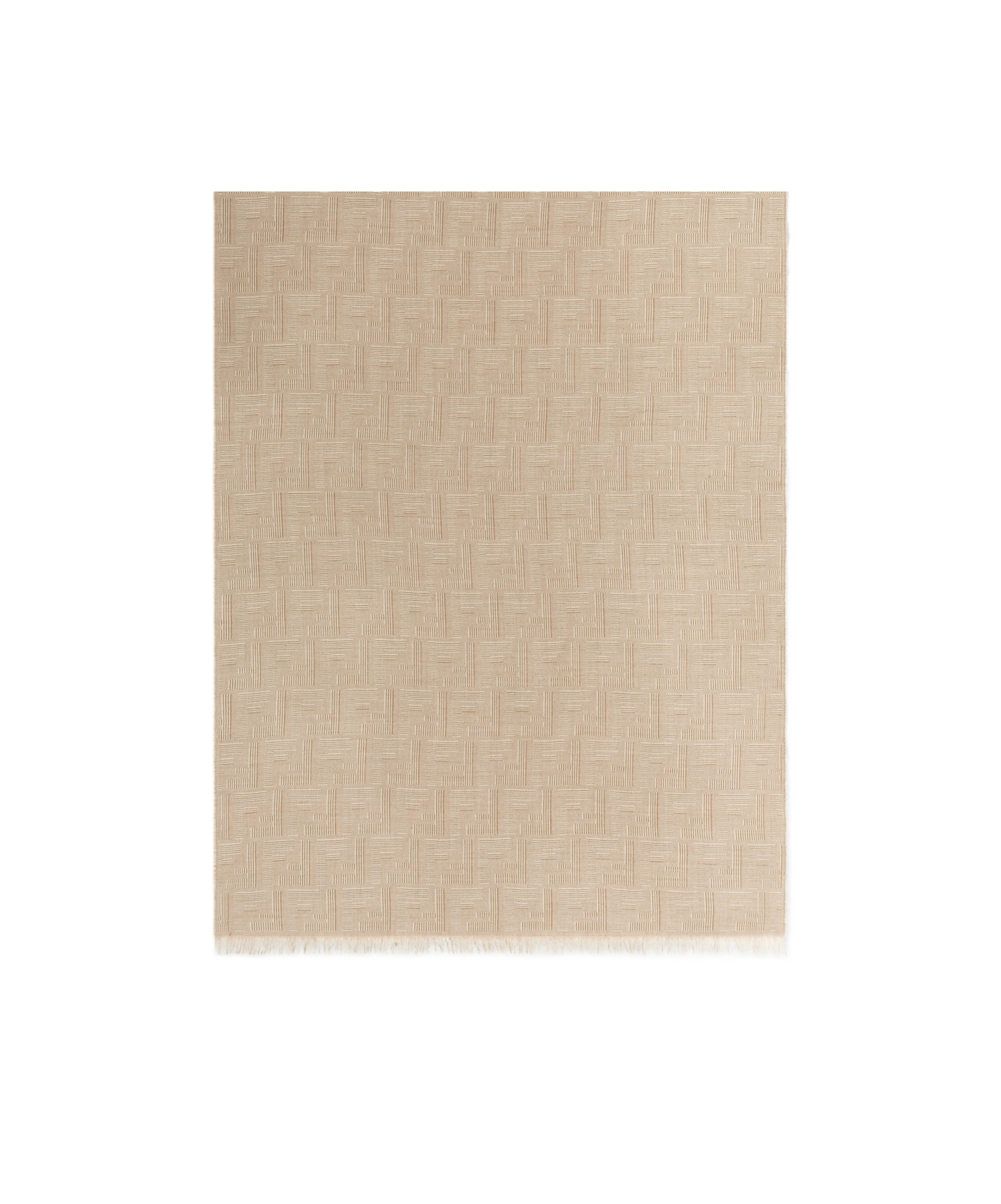 Fendi Ff-pattern Frayed-edge Scarf In Nude