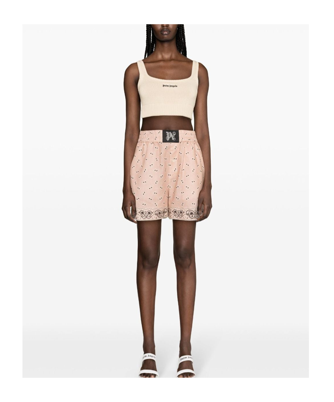 Palm Angels Embroidered-logo Knit Tank Top In Nude