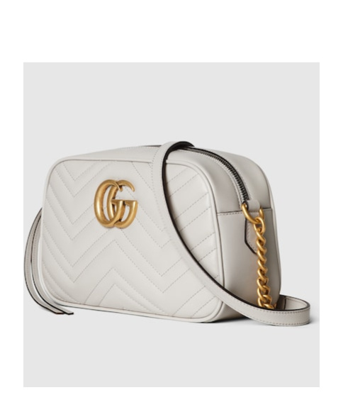 Gucci Gg Marmont Small Quilted-leather Cross-body Bag In White