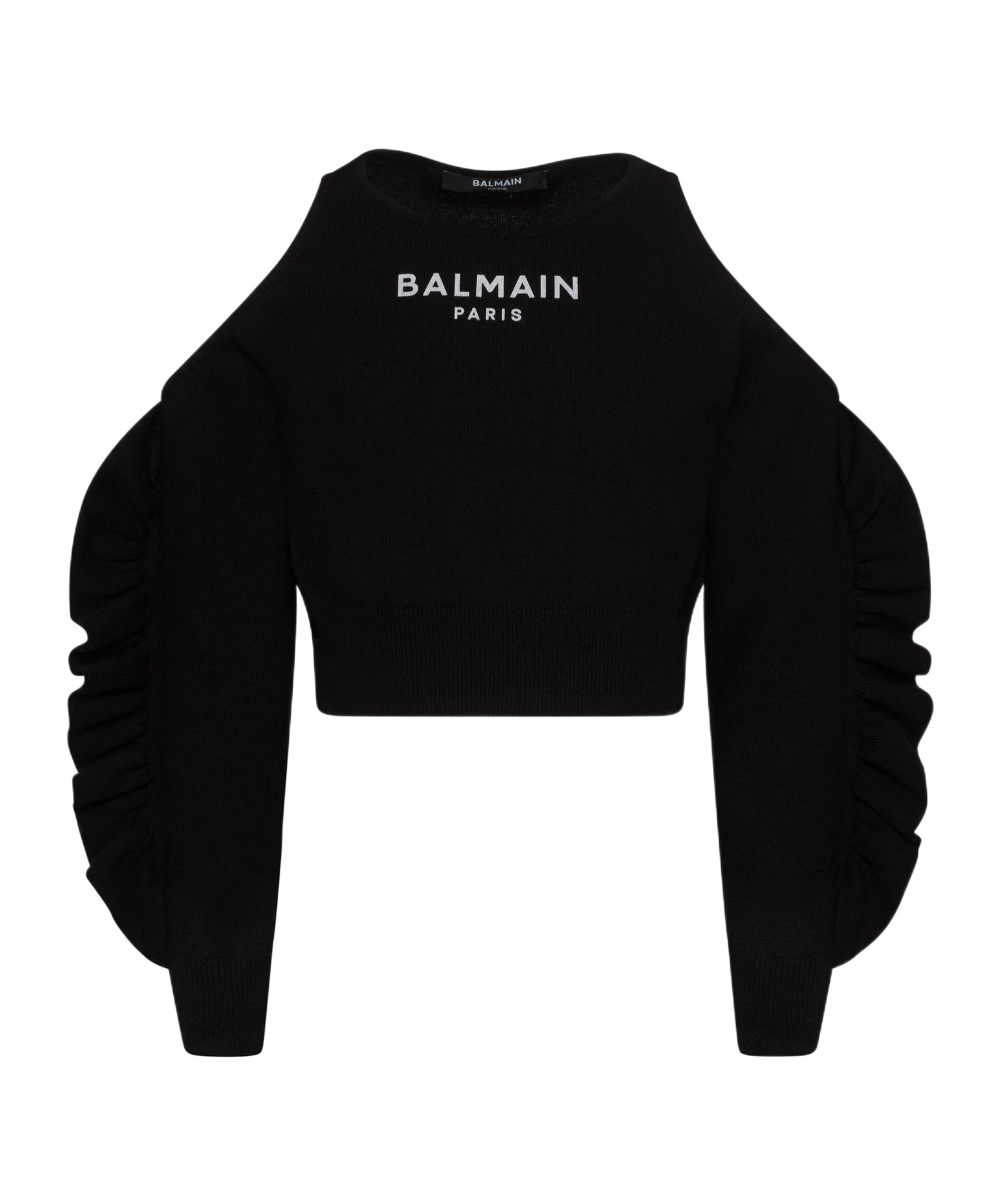 Balmain Logo-print Cold-shoulder Jumper In Black