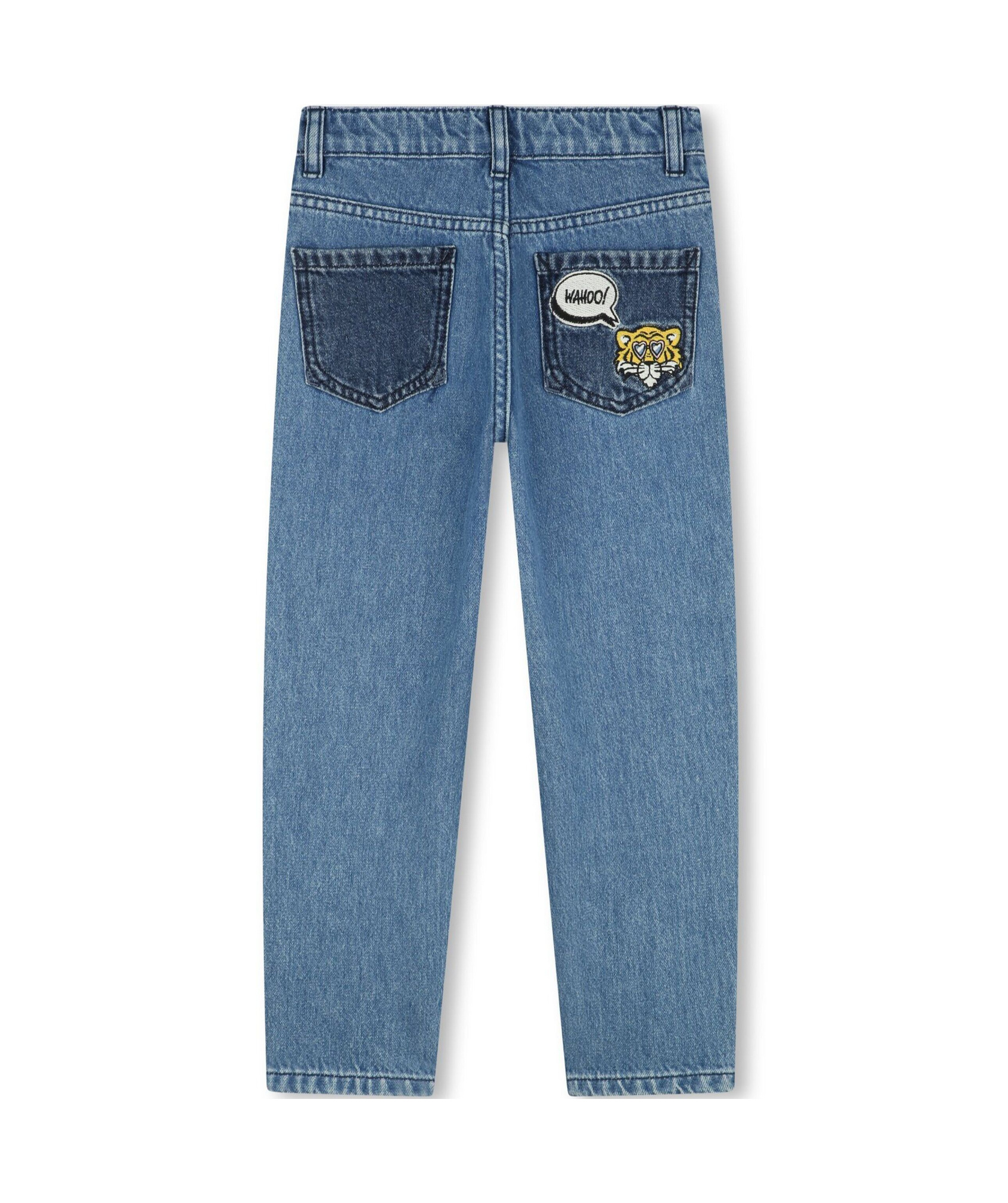 Kenzo Belt Ring Denim Trousers In Blue