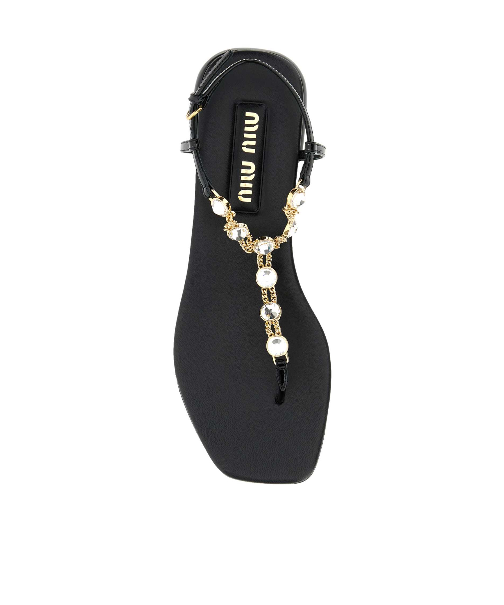 Miu Miu Crystal-embellished Leather Sandals In Black