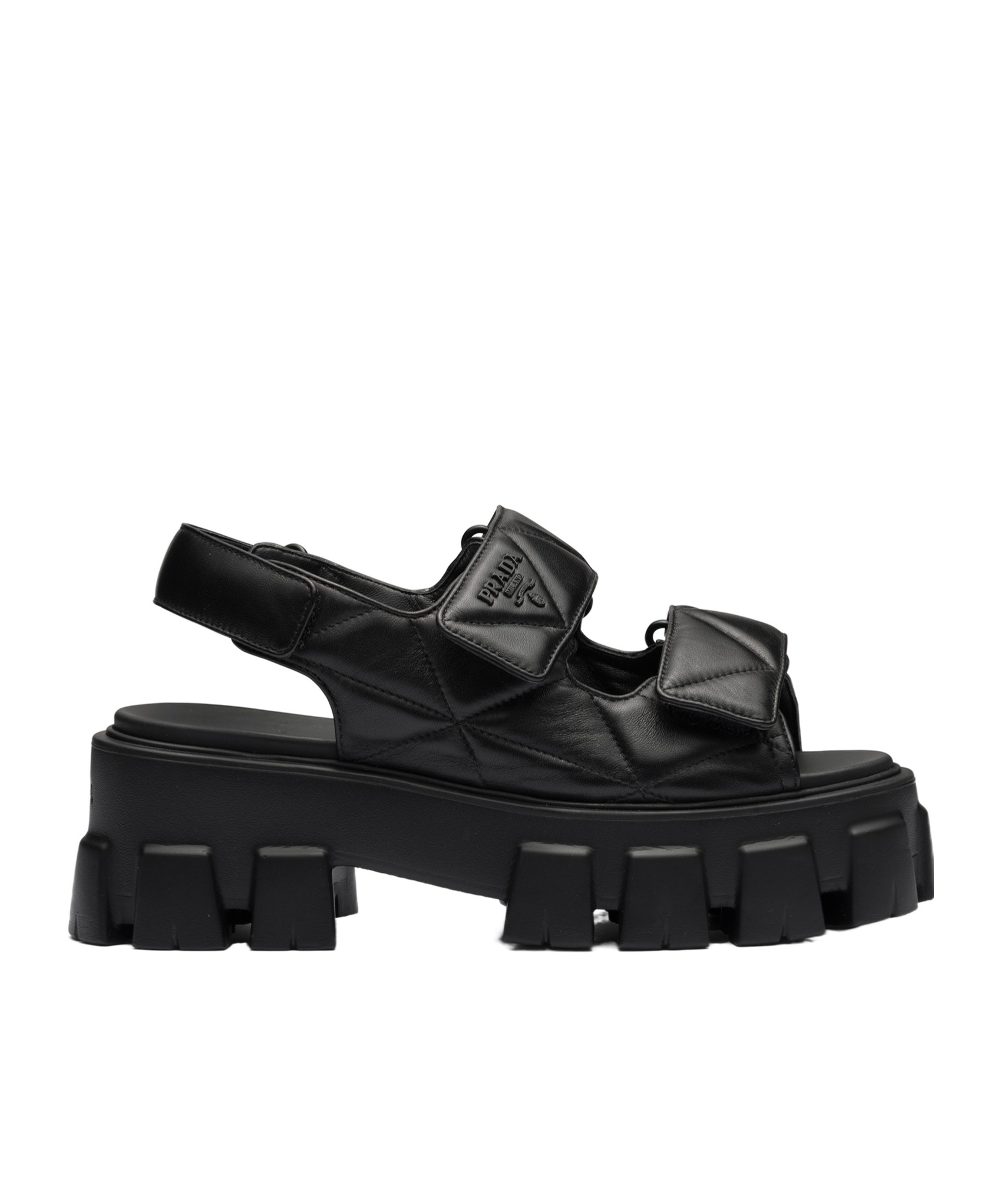 Prada Round-headed High-heeled Sandals In Black