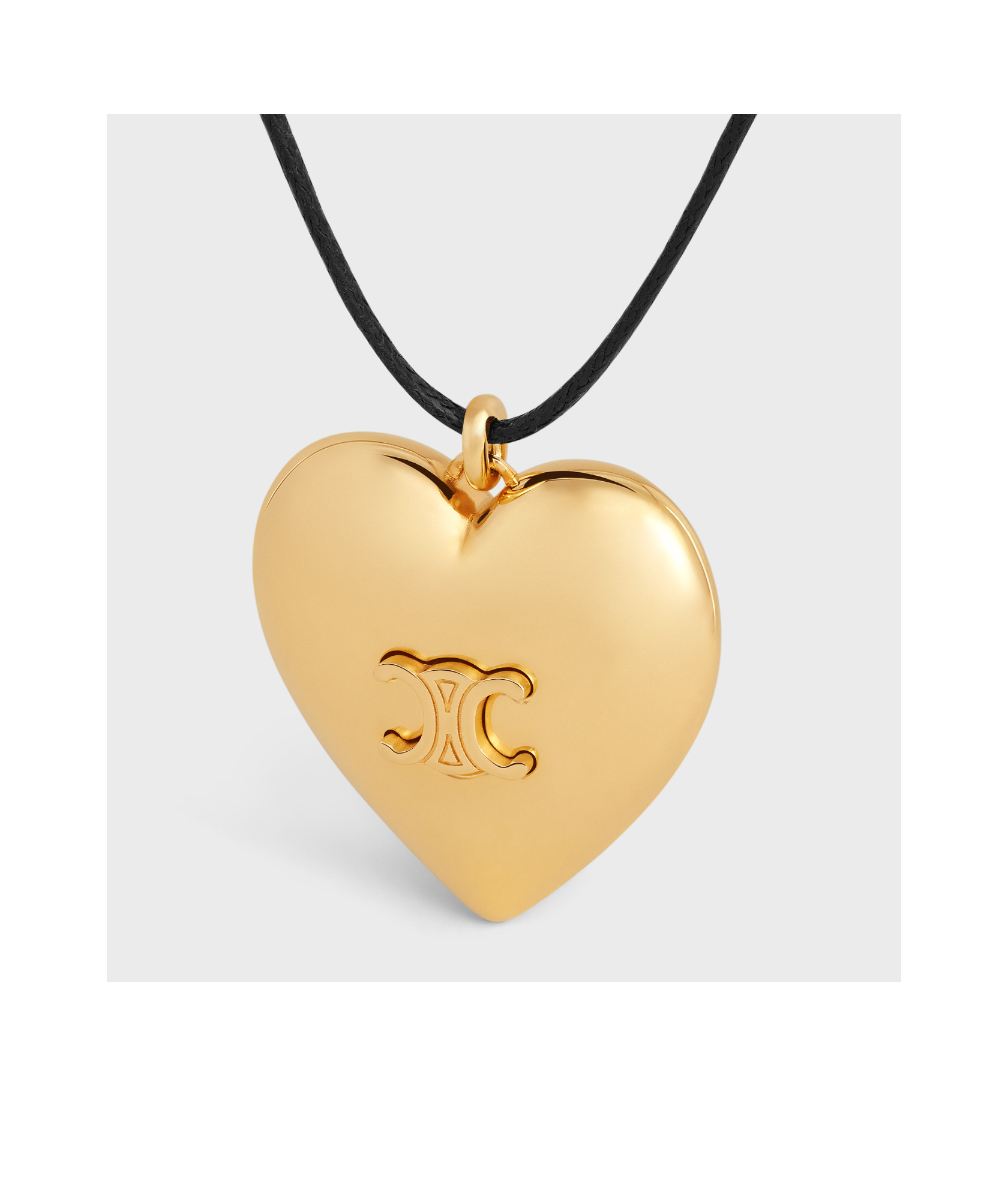Celine Cur Triomphe Necklace In Brass With Gold Finish And Cotton In Yellow