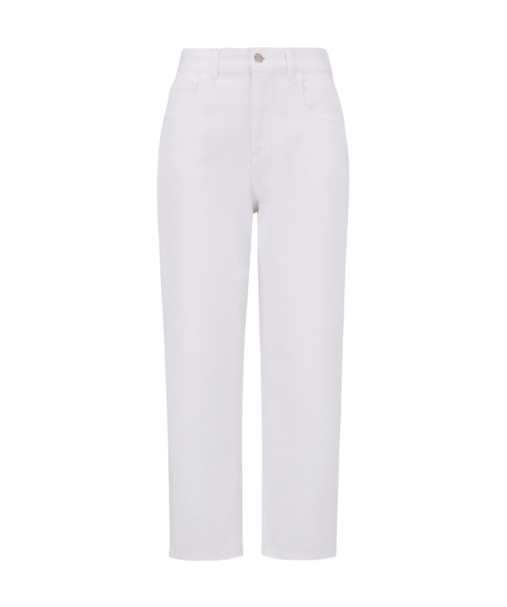 Shop Moncler Cropped Jeans In White