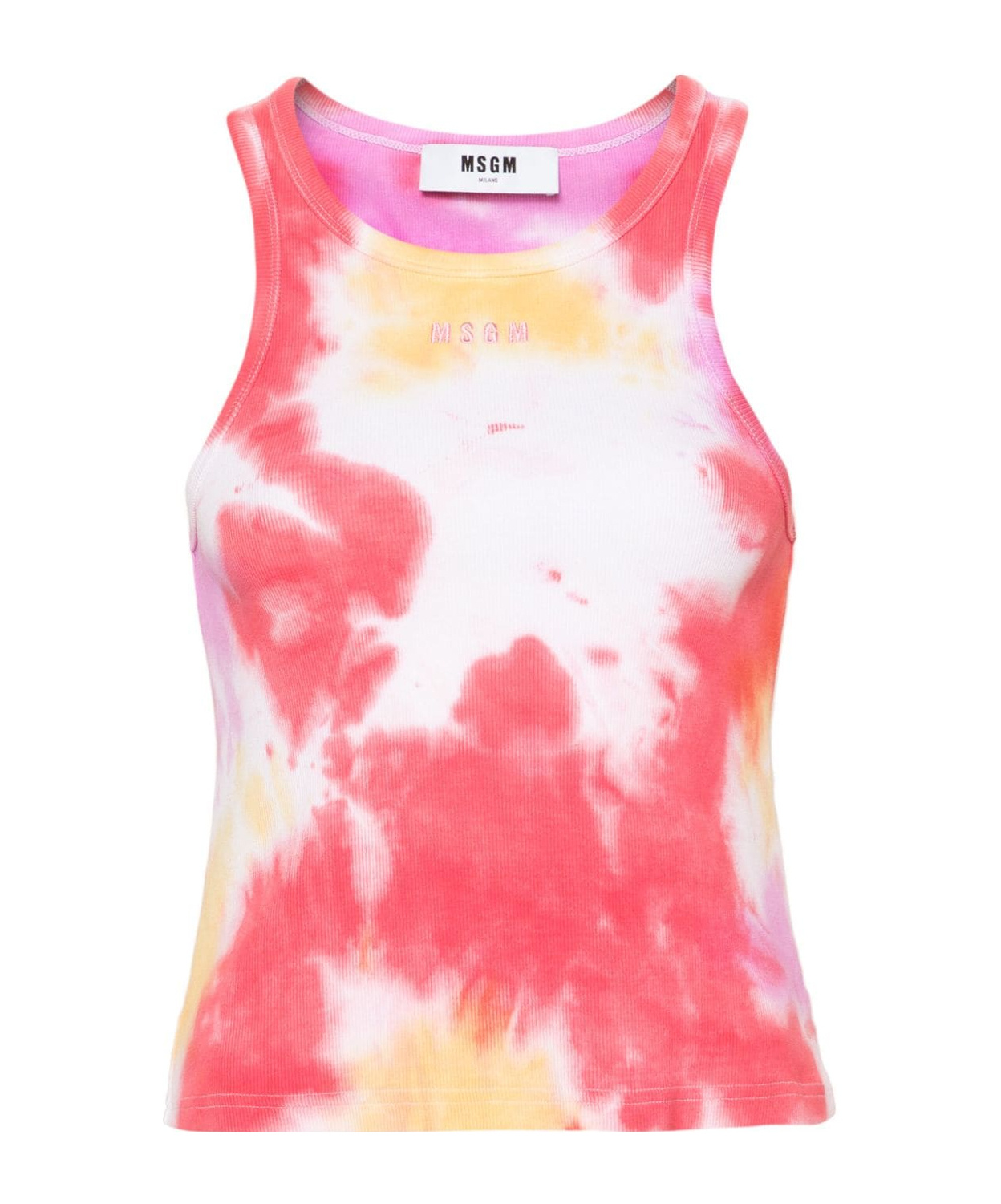 Msgm Tie-dye Ribbed Tank Top In Pink