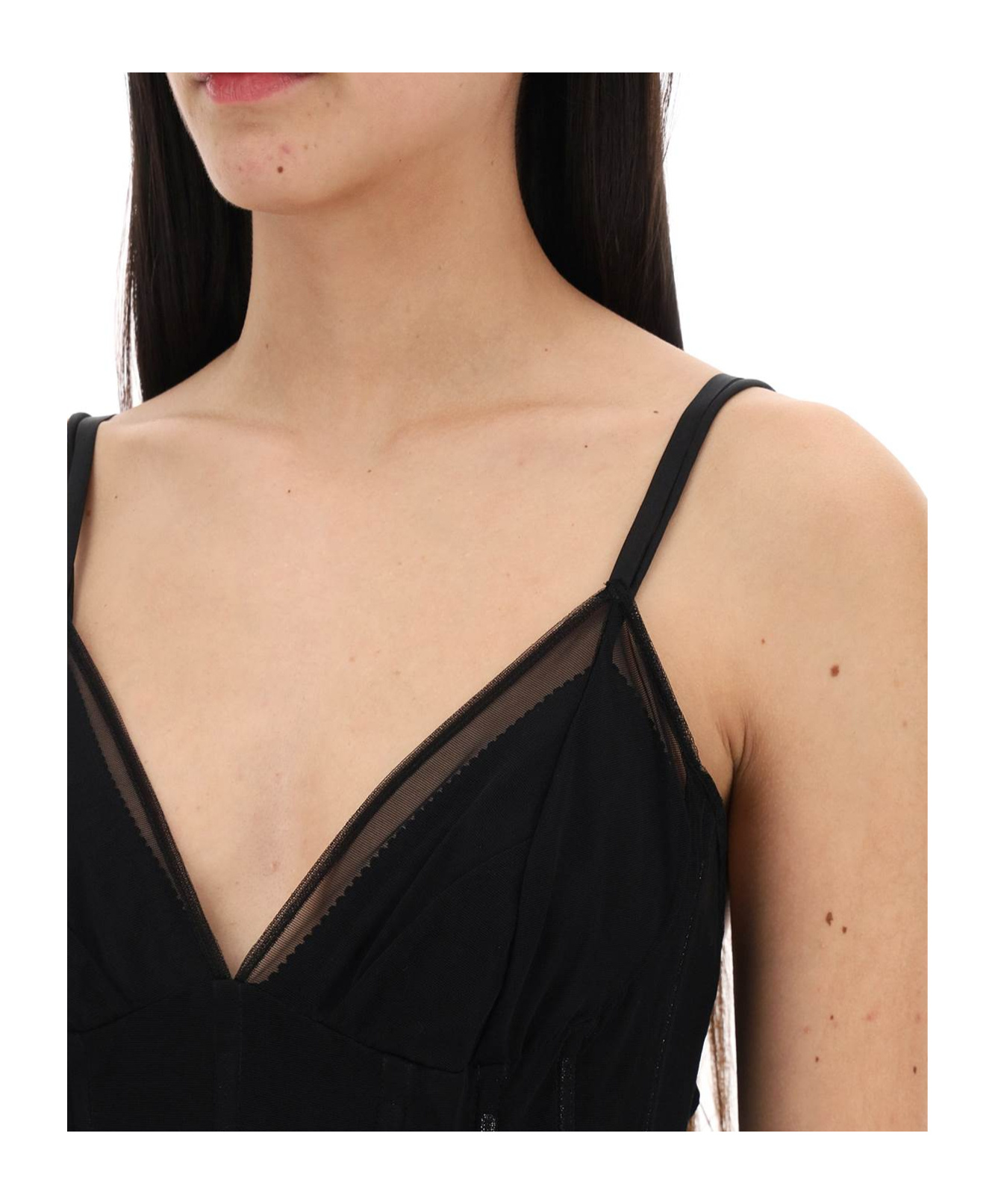 Dolce & Gabbana Mesh Maxi Dress In Black