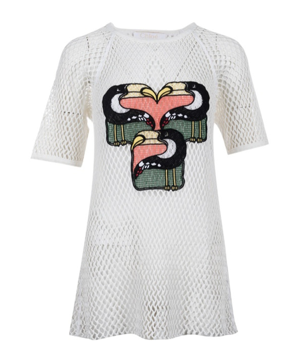Chloé Hollow Pattern T-shirt In White