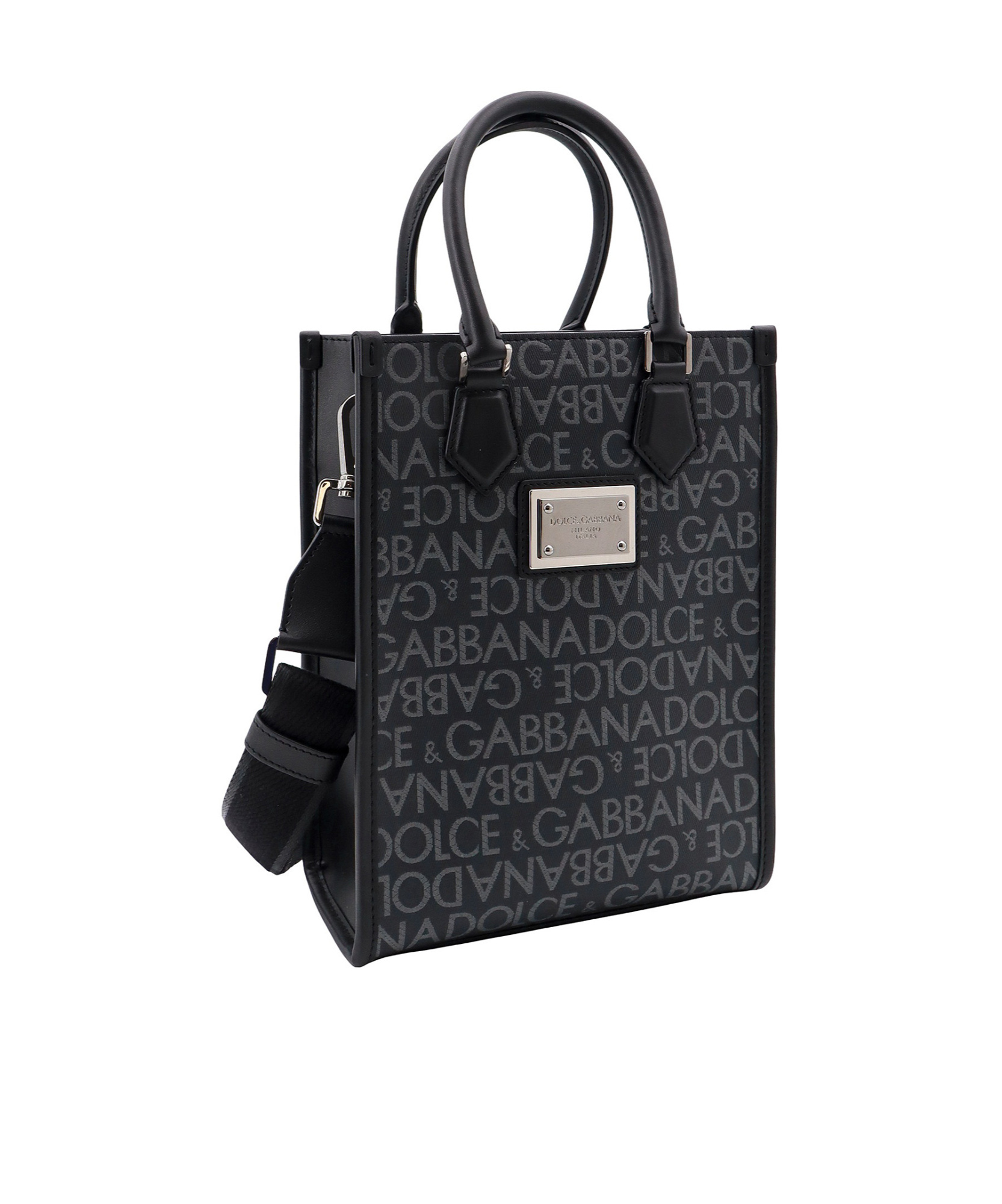 Dolce & Gabbana Logo-print Cotton-blend Tote Bag In Black