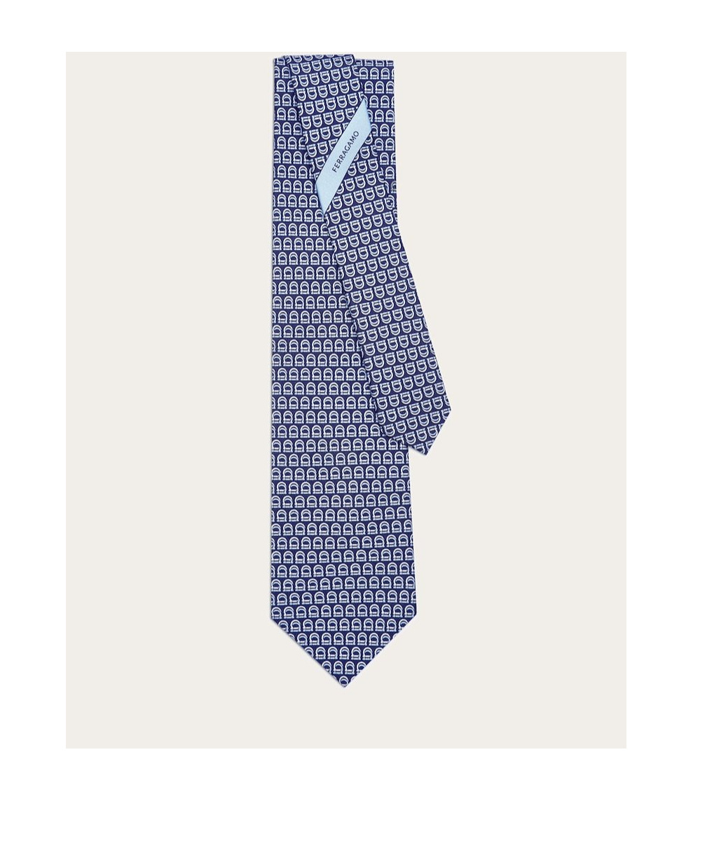 Ferragamo Salvatore  Interwoven Gancini Print Tie In Blue