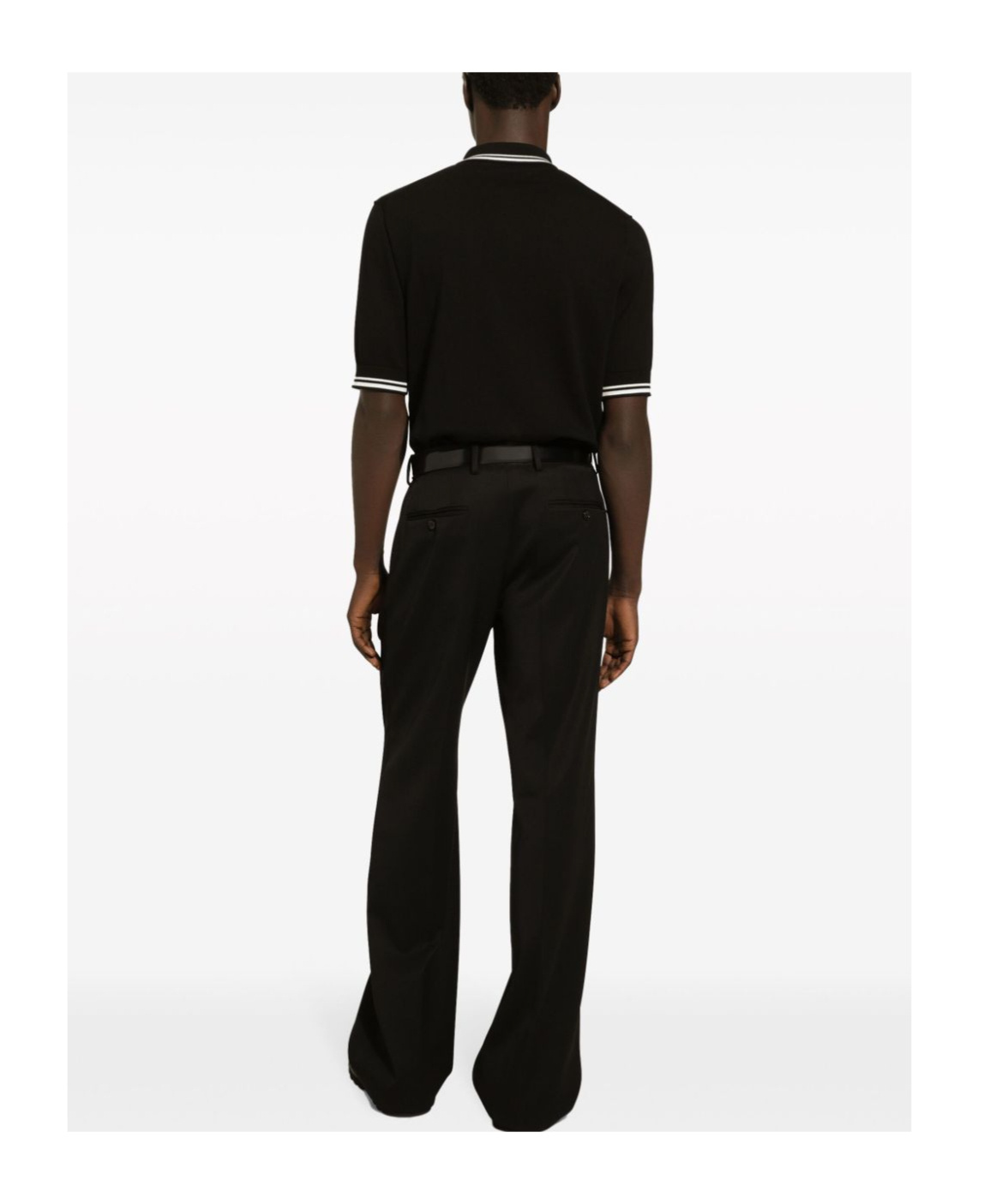 Dolce & Gabbana Logo-embroidered Polo T-shirt In Black