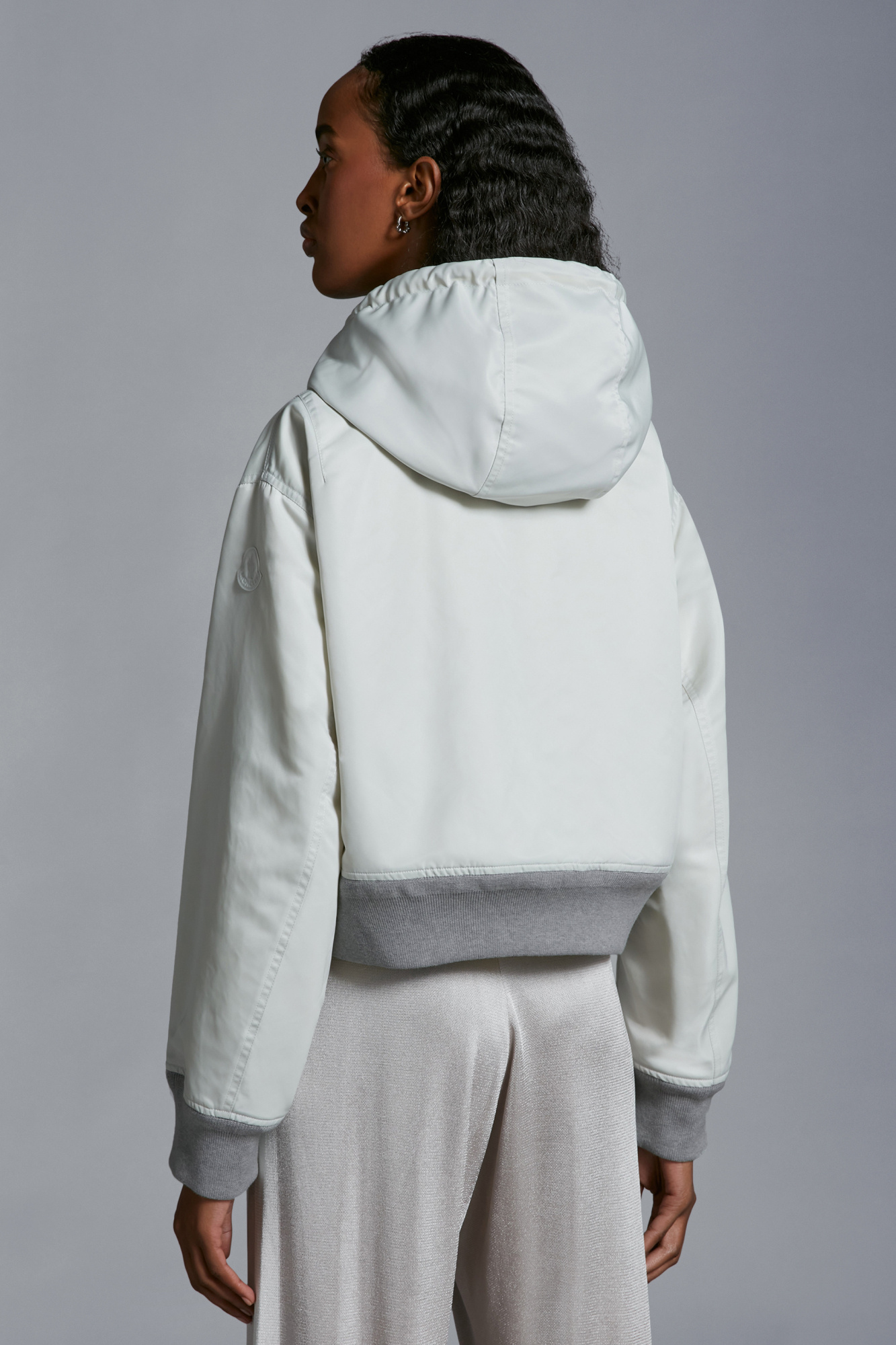 Moncler Briseo Satin Bomber Jacket In Gray