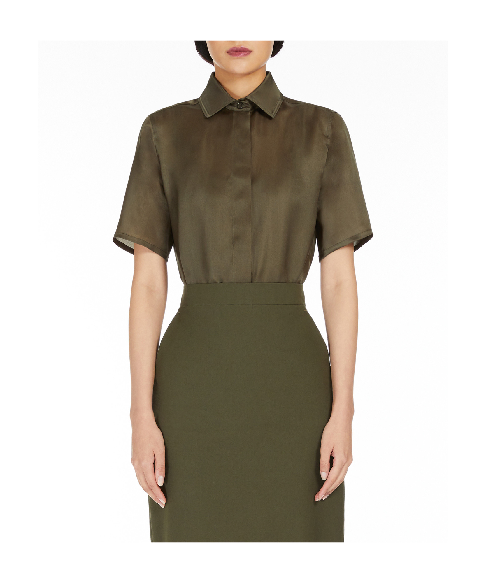 Max Mara Buttoned Short-sleeved Shirt In Brown