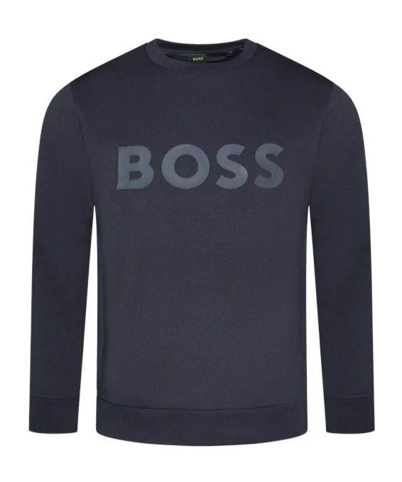 Hugo Boss Stretch-cotton Sweatshirt With Sandwich Logo In Black