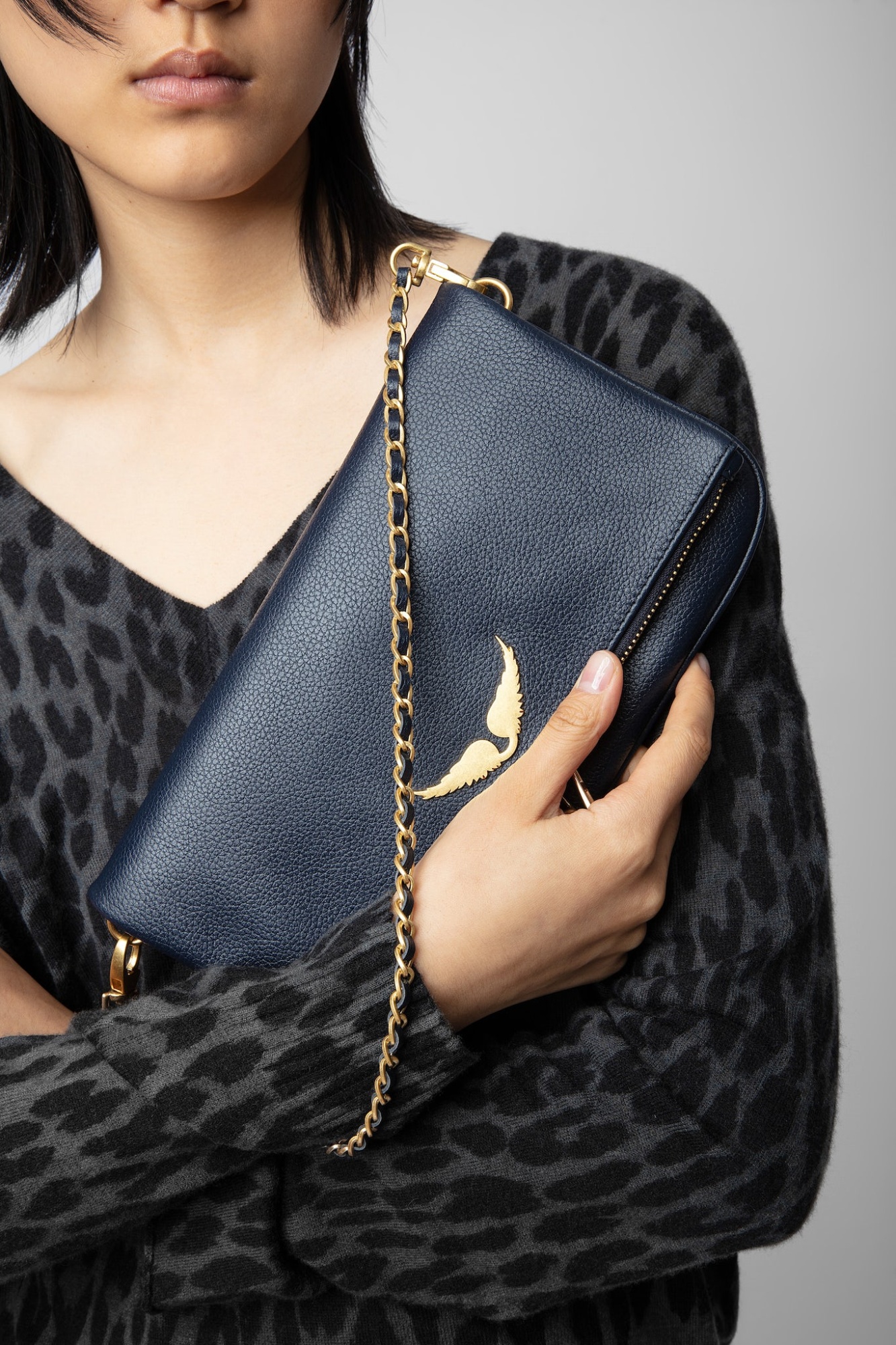 Zadig & Voltaire Zadig Voltaire Logo-plaque Clutch Bag In Black