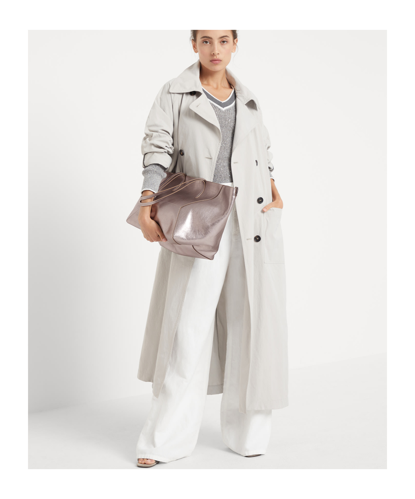Brunello Cucinelli Five Classic Pockets Denim Trousers In White