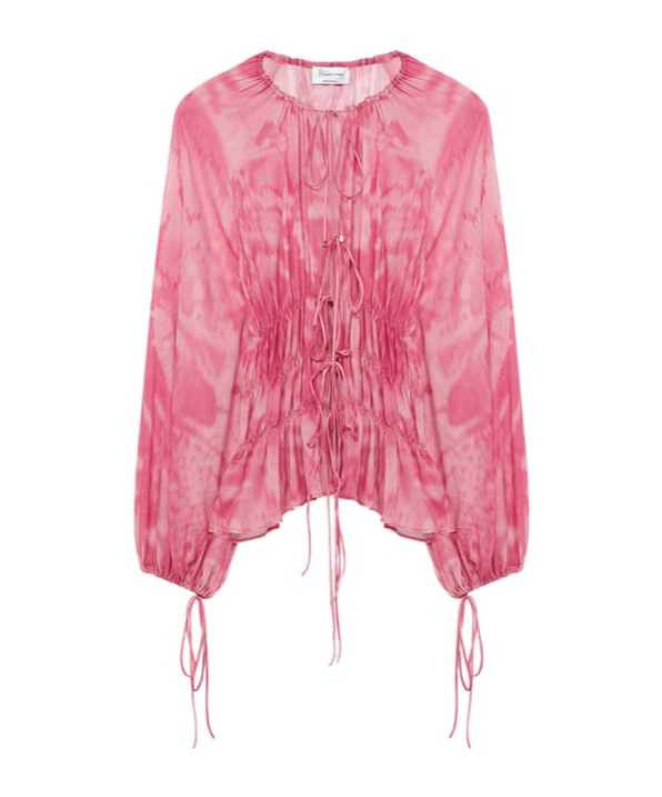 Blumarine Printed Georgette Blouse In Pink