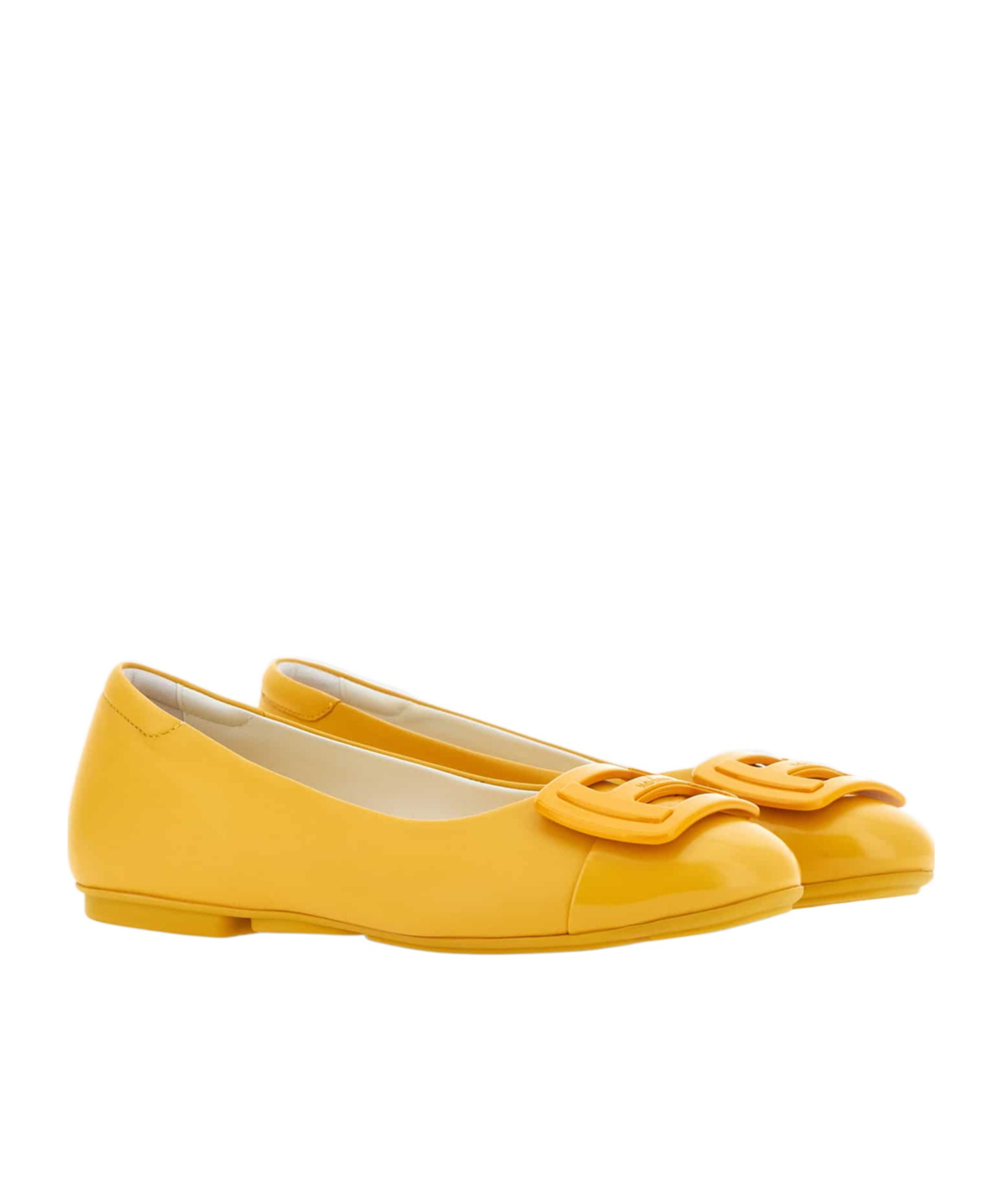 Hogan Woman Ballet Flats Marigold Size 8 Leather In Yellow