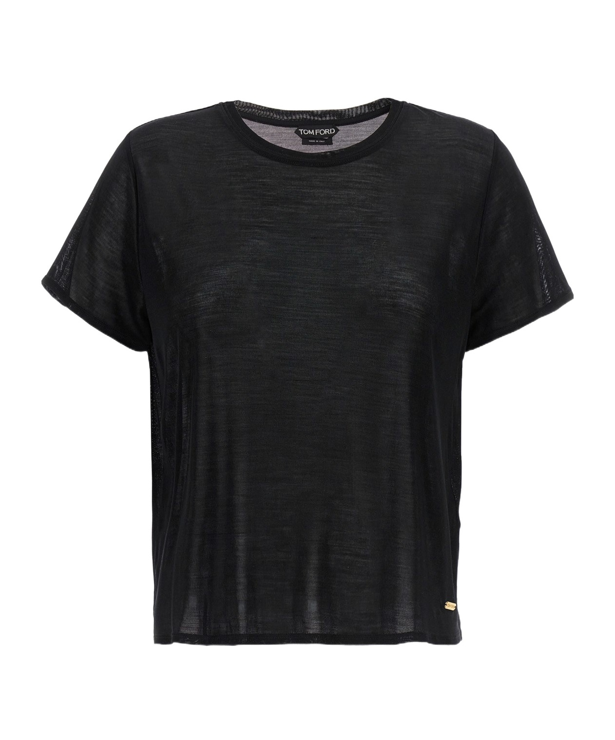 Tom Ford Logo-plaque Silk T-shirt In Black