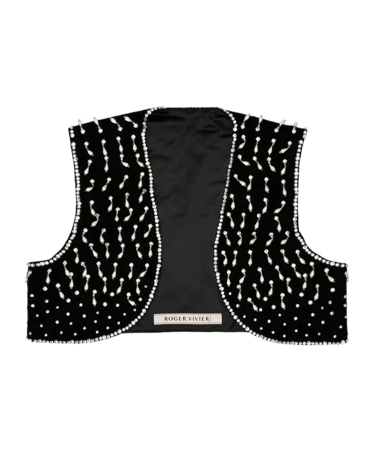 Roger Vivier Beaded Short Vest In Black