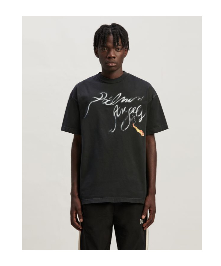 Palm Angels Foggy Logo-print T-shirt In Black