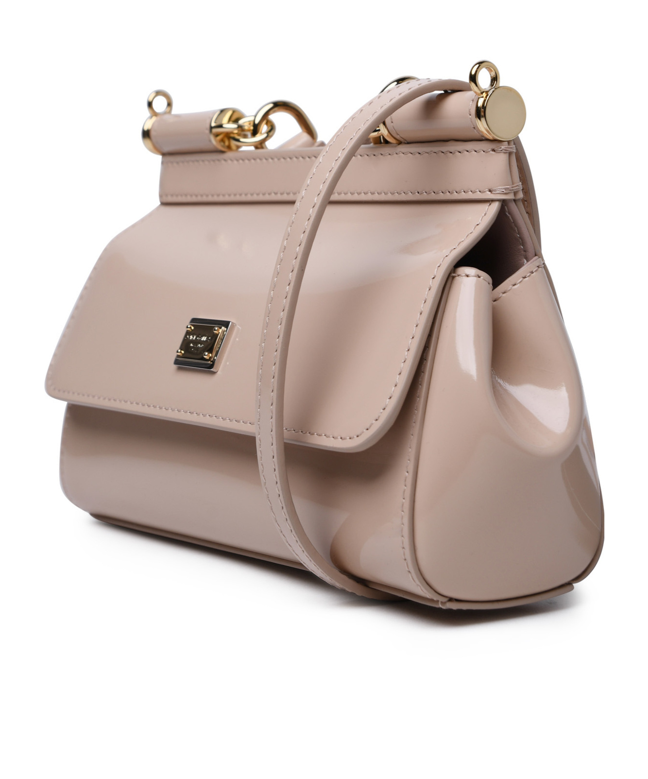 Dolce & Gabbana Small Sicily Leather Shoulder Bag In Nude