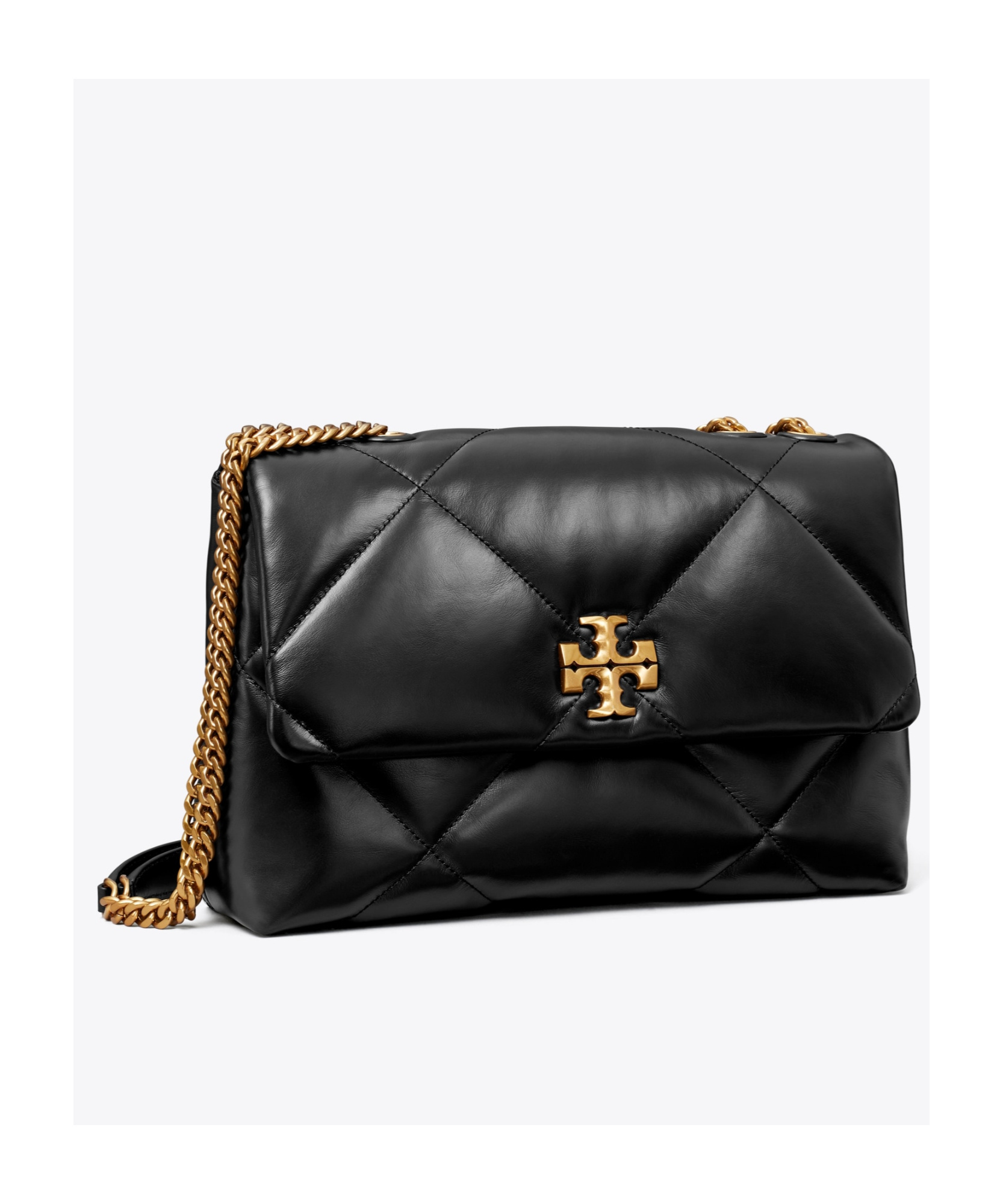 Tory Burch Small Kira Diamond Quilted Convertible Leather Shoulder Bag In Black