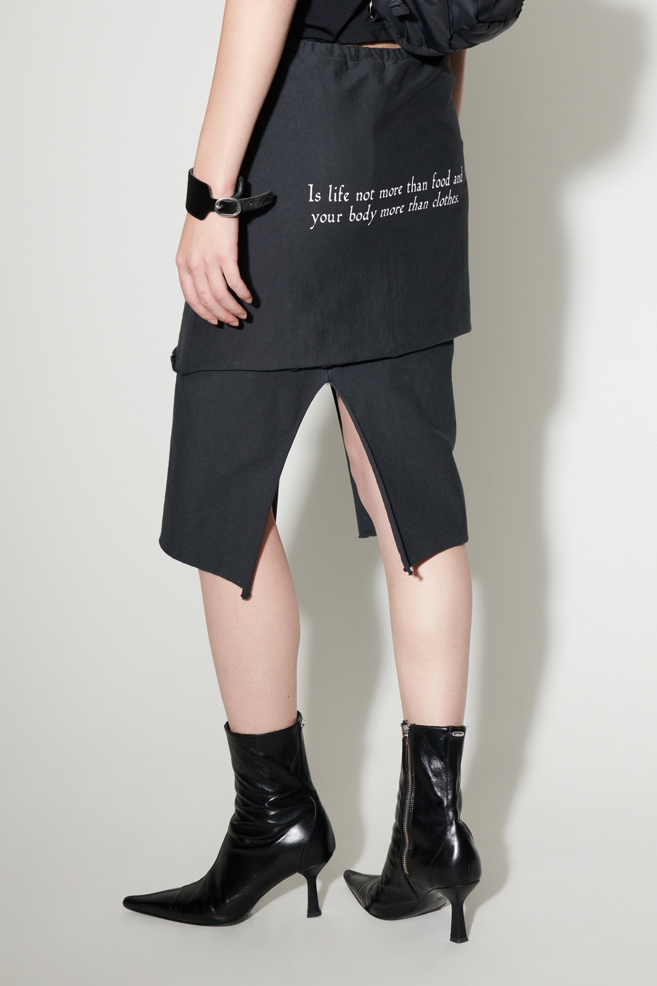Shop Our Legacy Layered Hand-print Cotton Skirt In Black