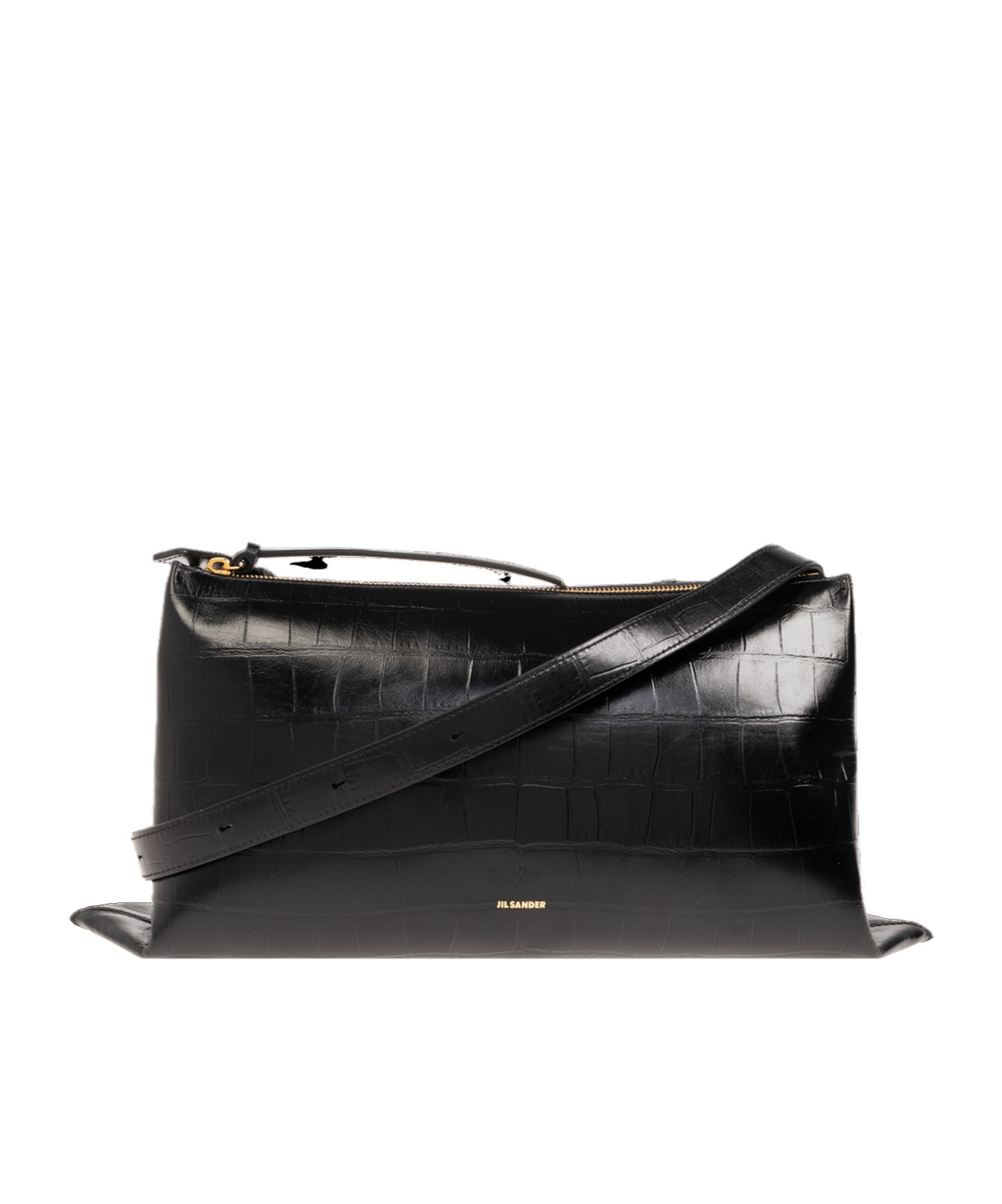 Jil Sander Medium Empire Leather Shoulder Bag In Black