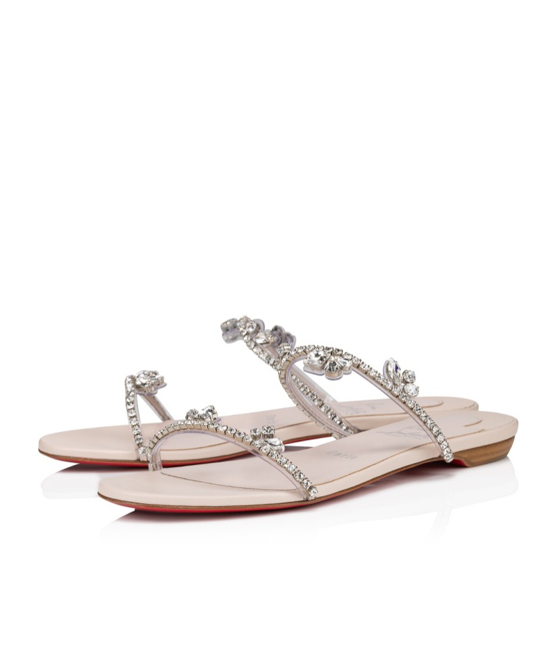Christian Louboutin Just Queenie Flat Slippers In Multicolor