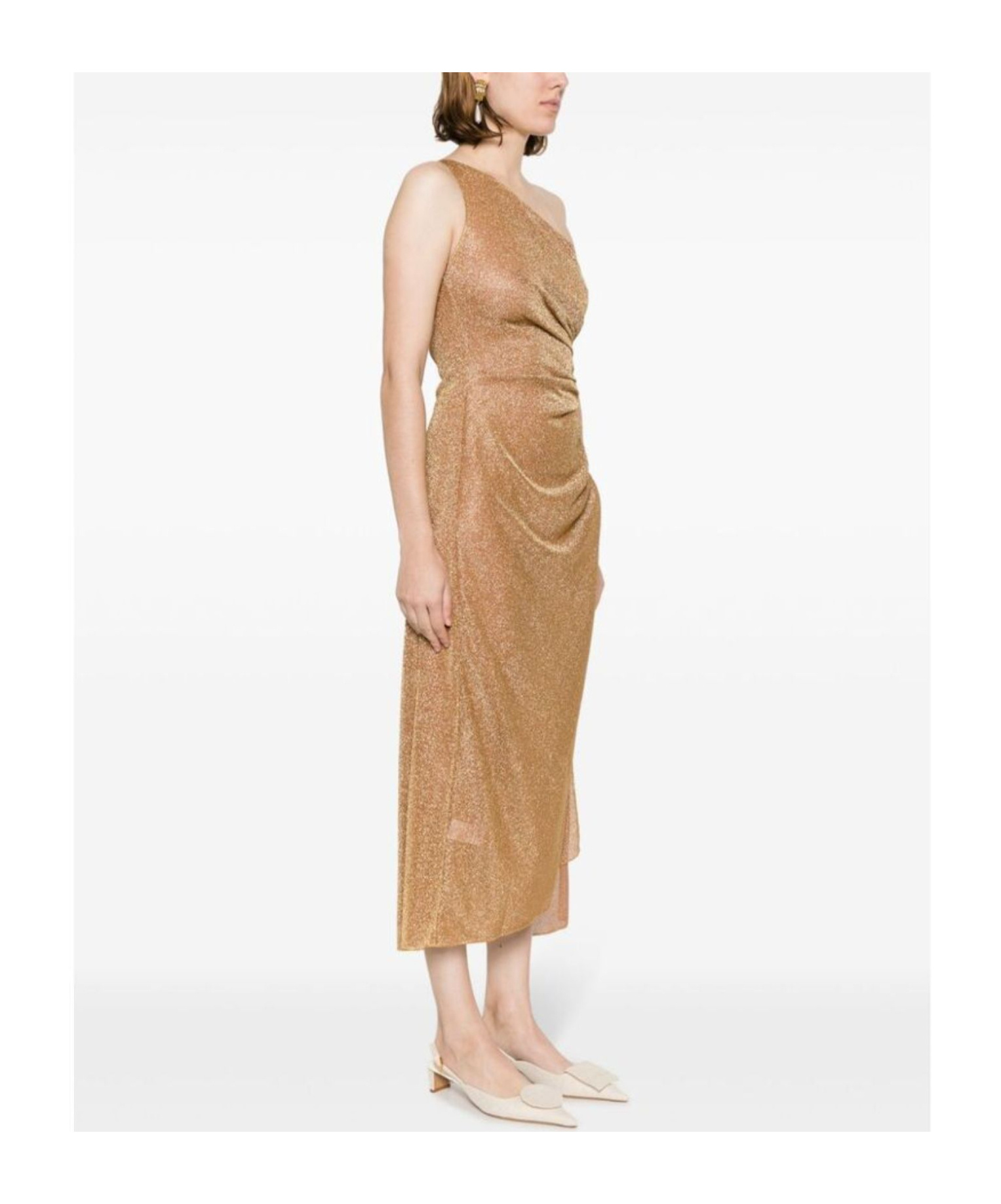 Oseree Oséree Metallic Midi Dress Embellished With Knots In Brown
