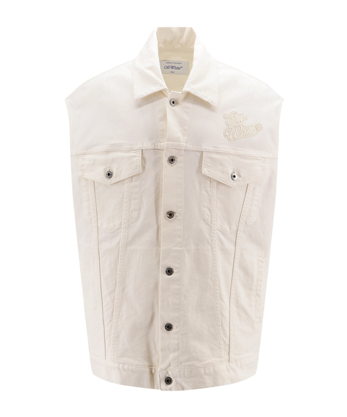Off-white 90s Logo Embroidered Denim Vest In Nude