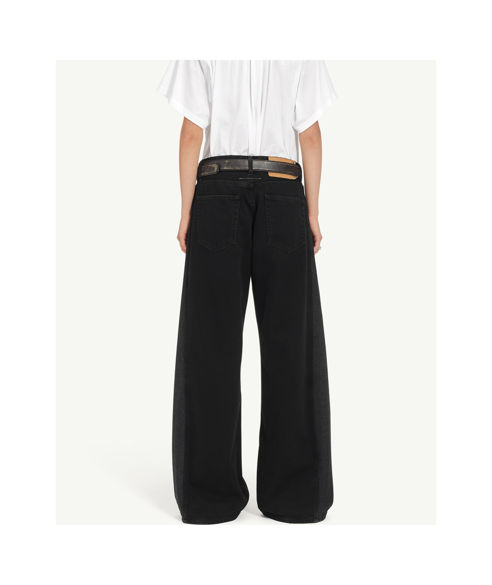 Shop Mm6 Maison Margiela Half And Half Denim Trousers In Black