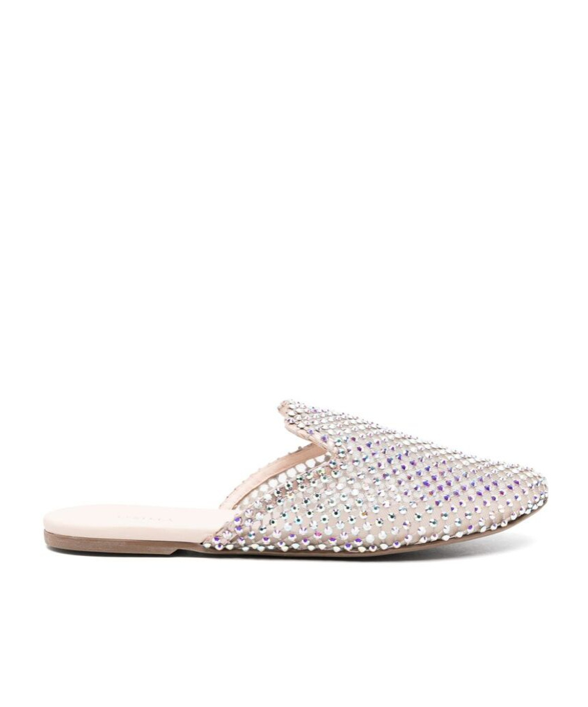 Le Silla Crystal-embellished Flat Mules In White