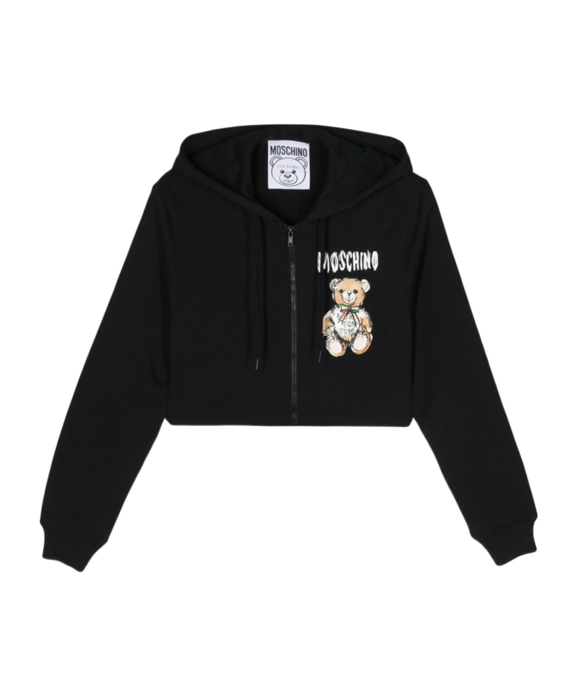 Moschino Cotton Cropped Hoodie In Black