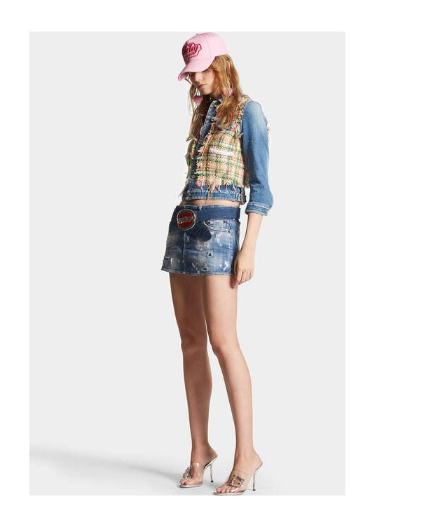 Dsquared2 Paint-splatter Panelled Denim Jacket In Multicolor