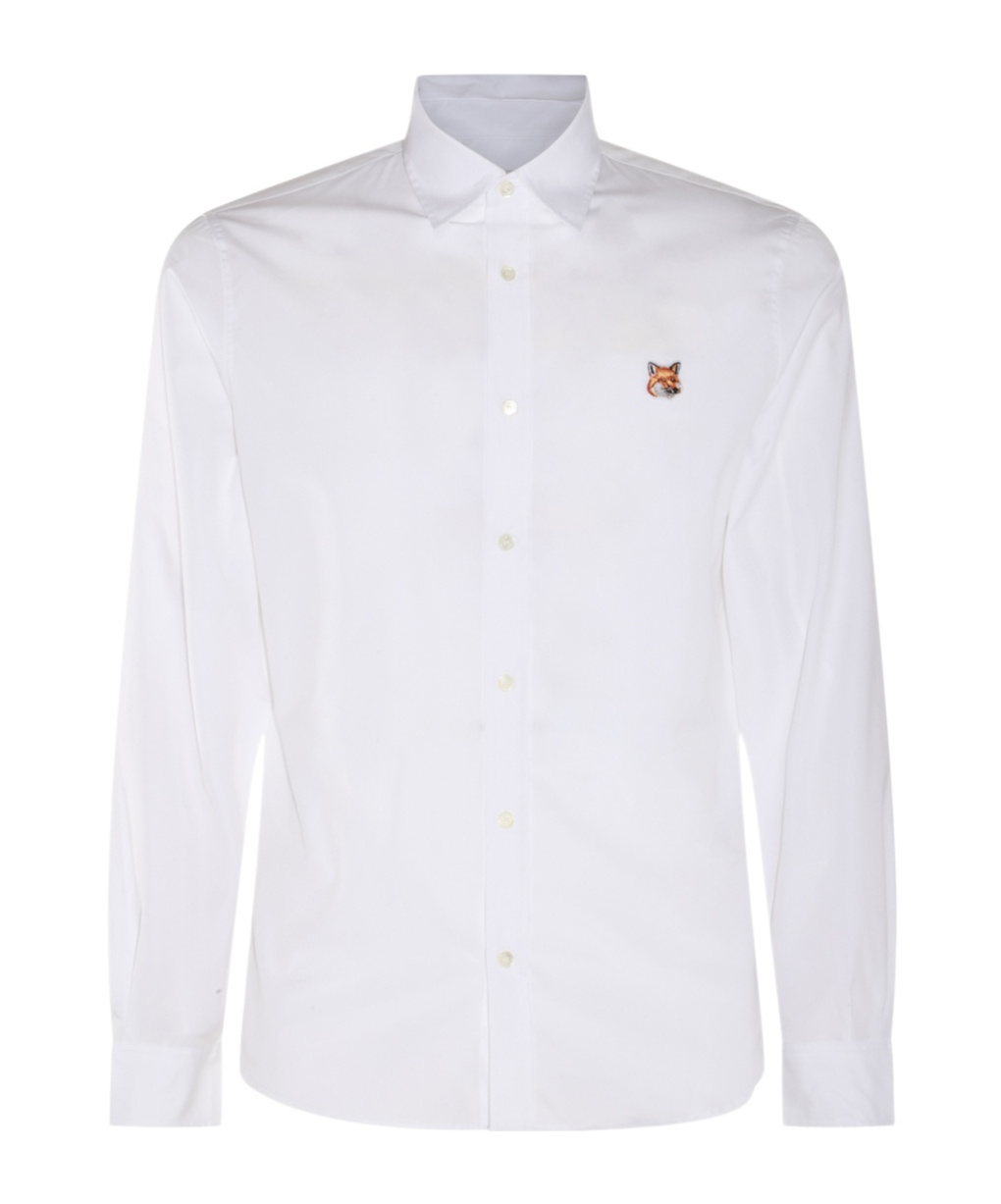 Shop Maison Kitsuné Fox-patch Cotton Shirt In White