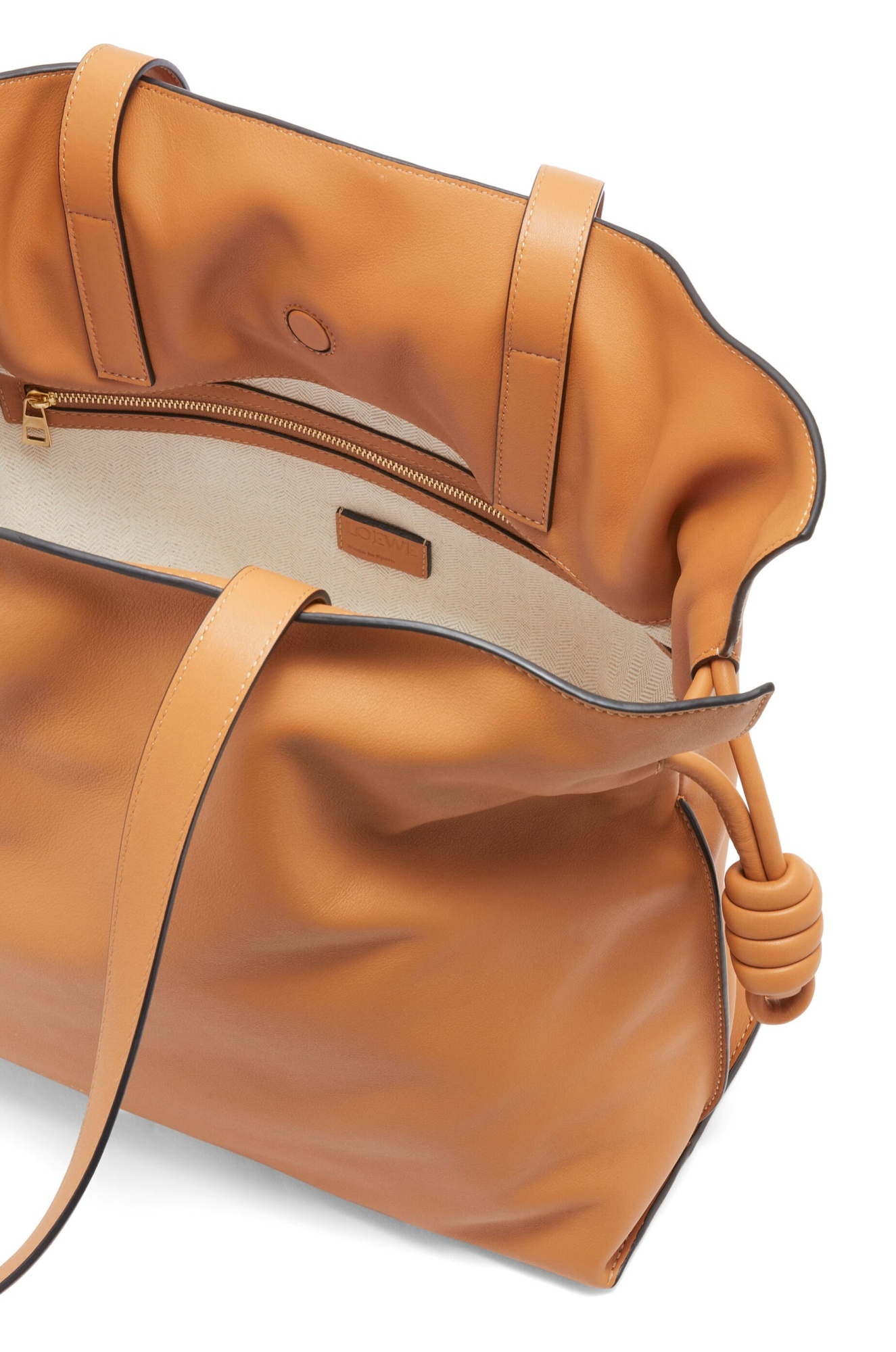 Loewe Large Flamenco Knot Leather Clutch In Brown