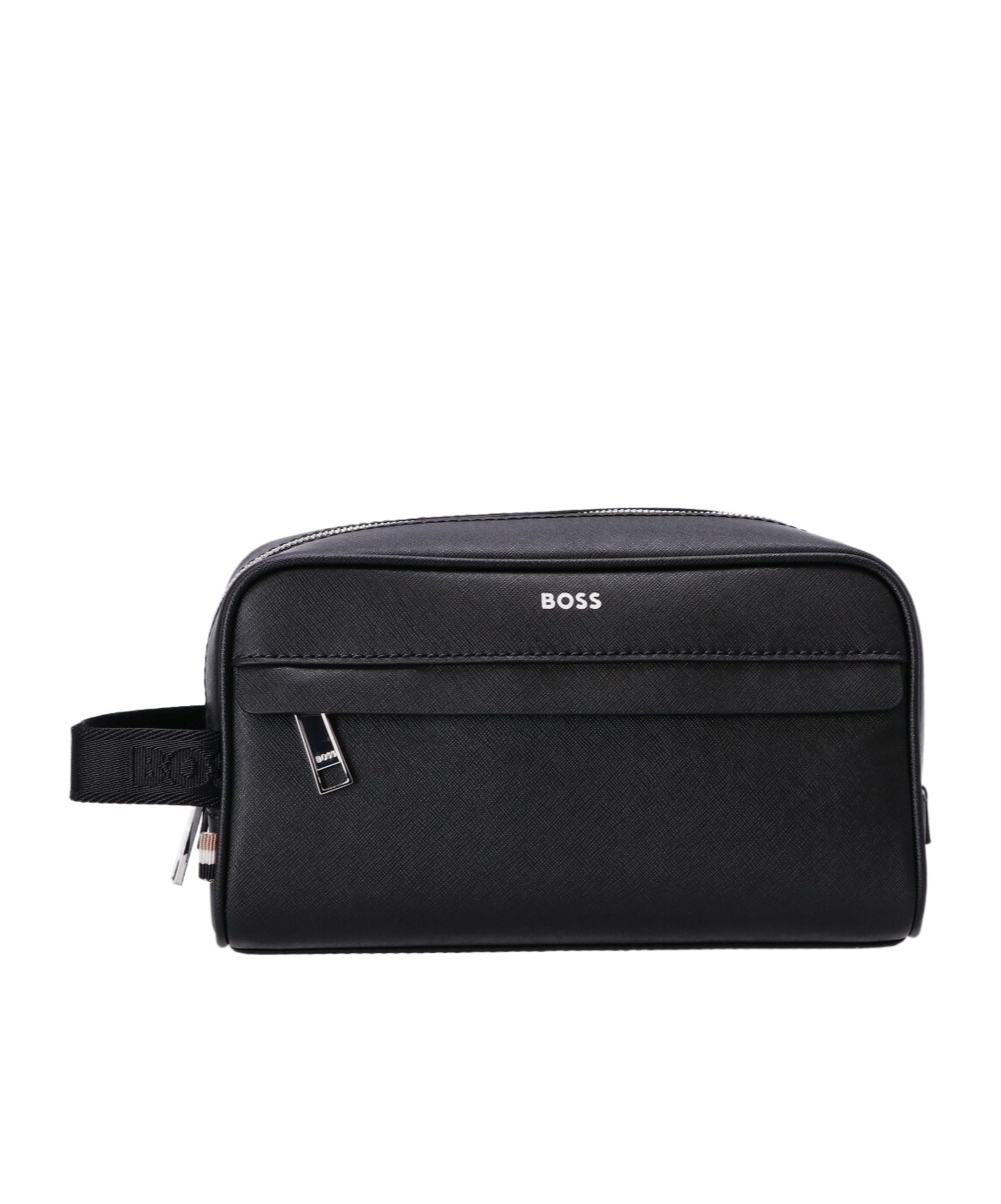 HUGO BOSS LOGO-PRINT LEATHER WASH BAG
