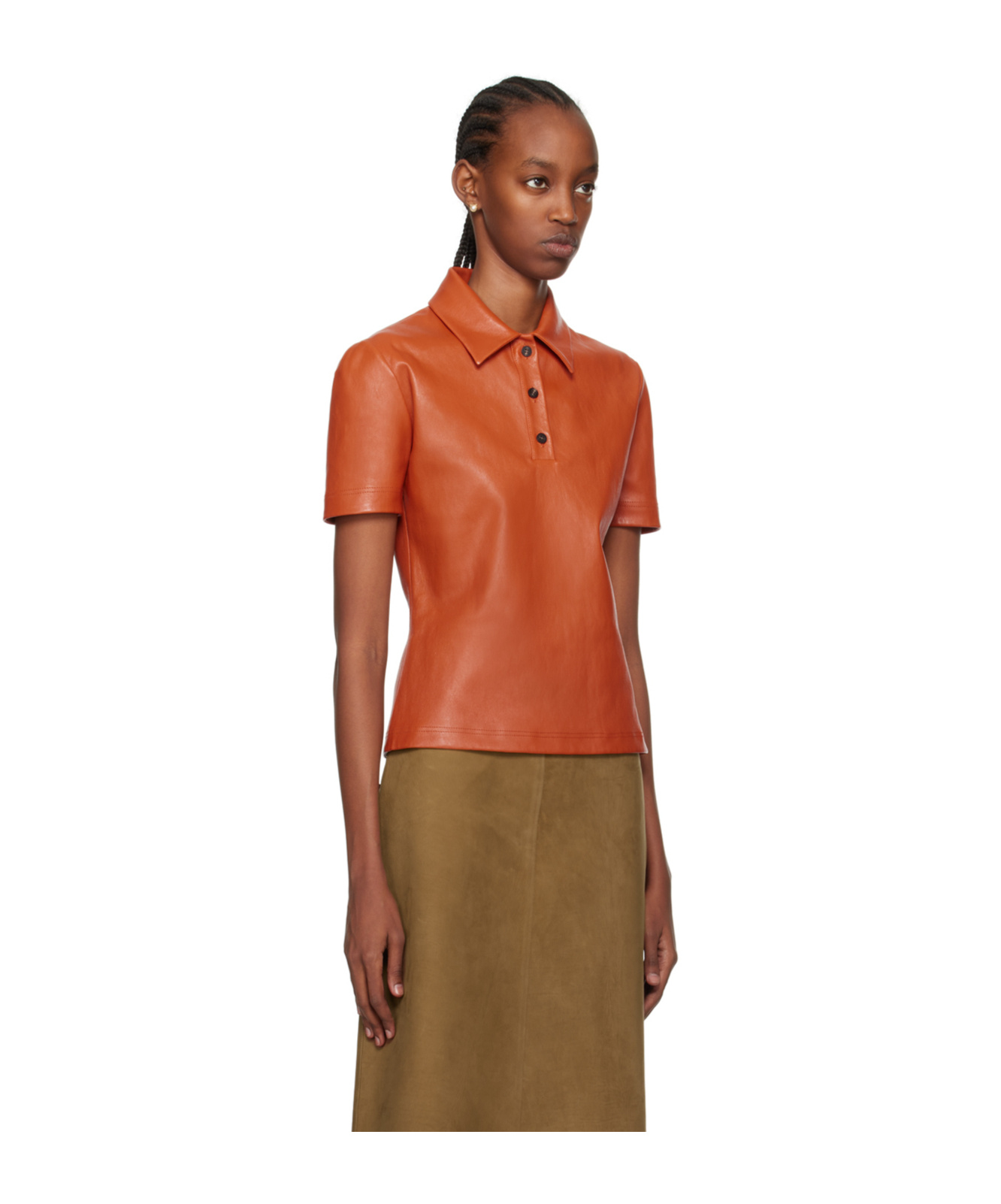 Ferragamo Lapel Short-sleeved Polo Shirt In Brown