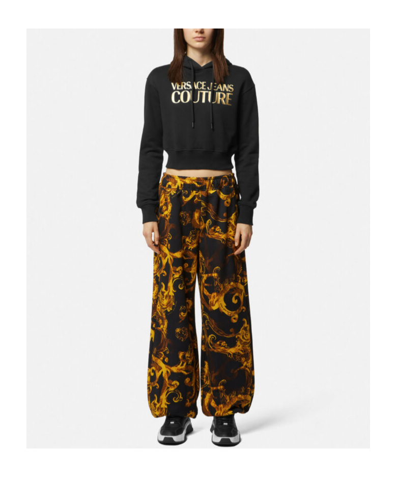 Versace Pattern Printed Casual Pants In Black